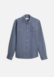 Camisa H Desert Unicolor Bols Azul Med