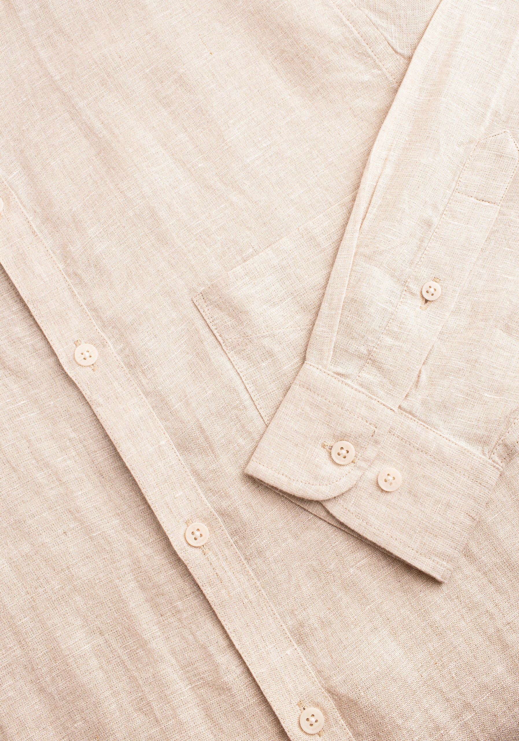 Camisa H Lino Cuello Nerú Bols. Avena