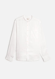 Camisa Cuello Nerú para hombre en Lino Blanco vista frontal 