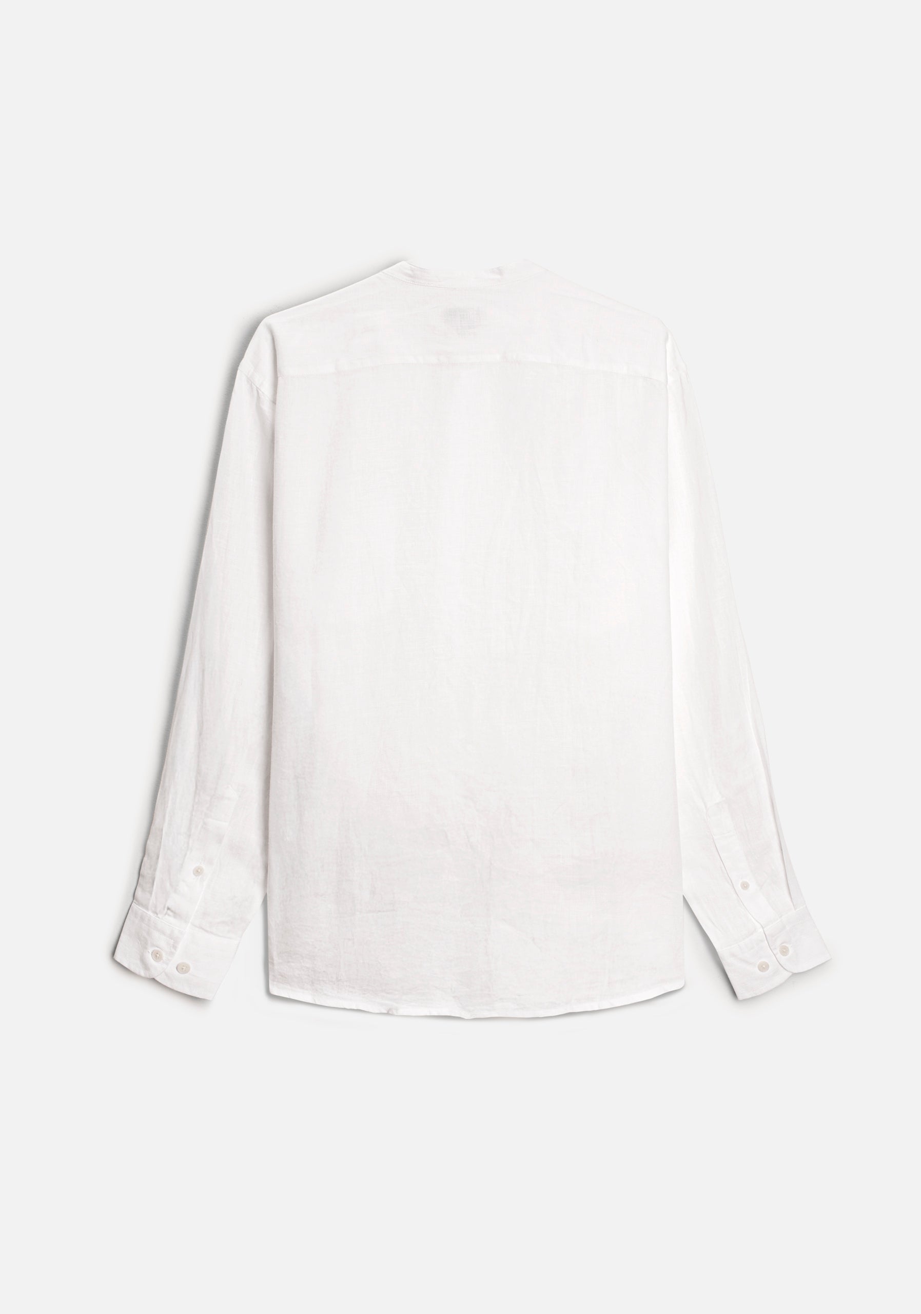 Camisa Cuello Nerú para hombre en Lino Blanco vista posterior
