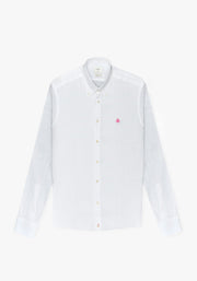 Camisa Lino Cuello Button Down Blanco