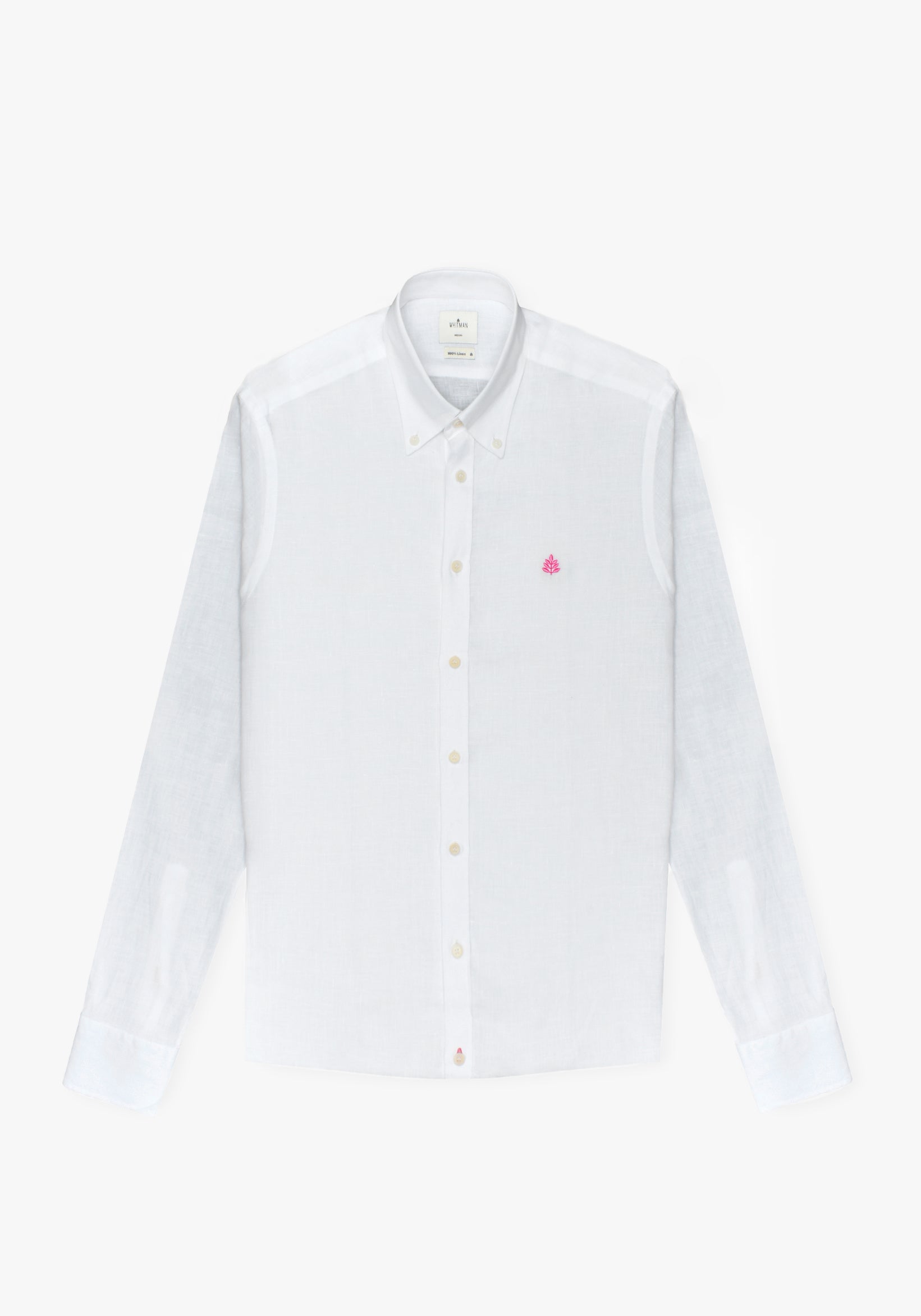 Camisa Lino Cuello Button Down Blanco