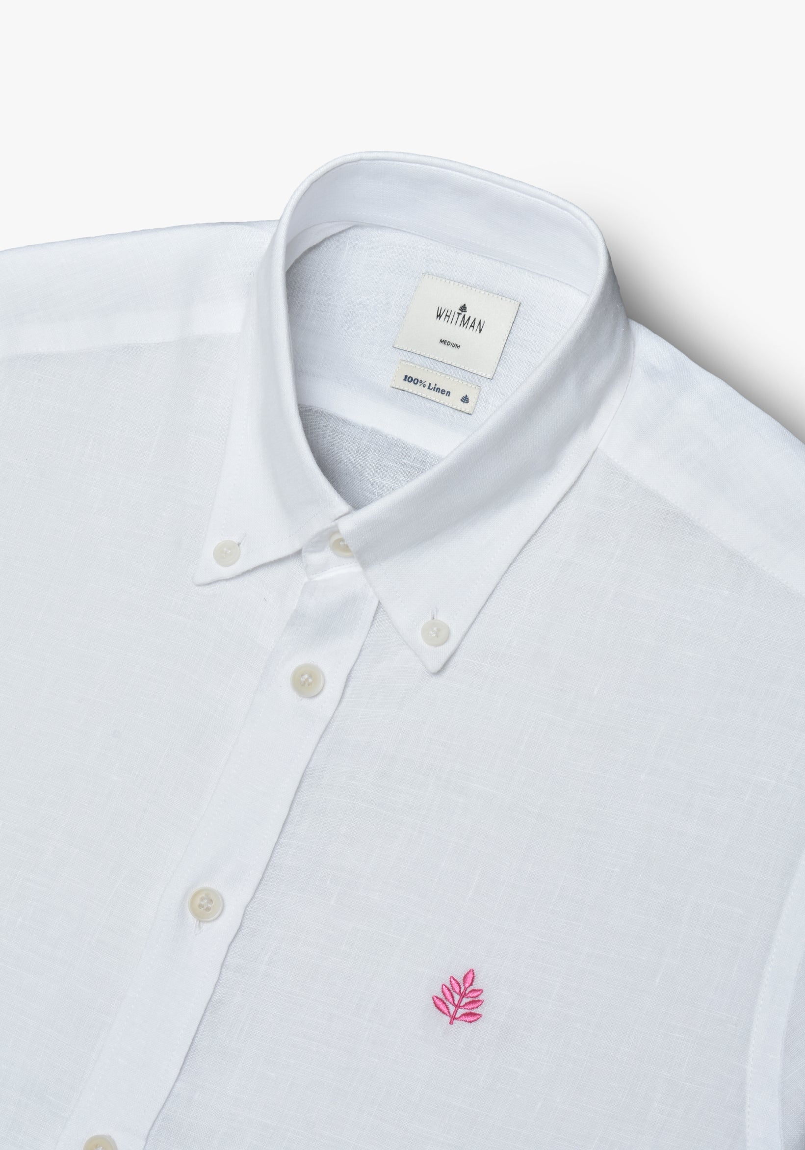 Camisa Lino Cuello Button Down Blanco