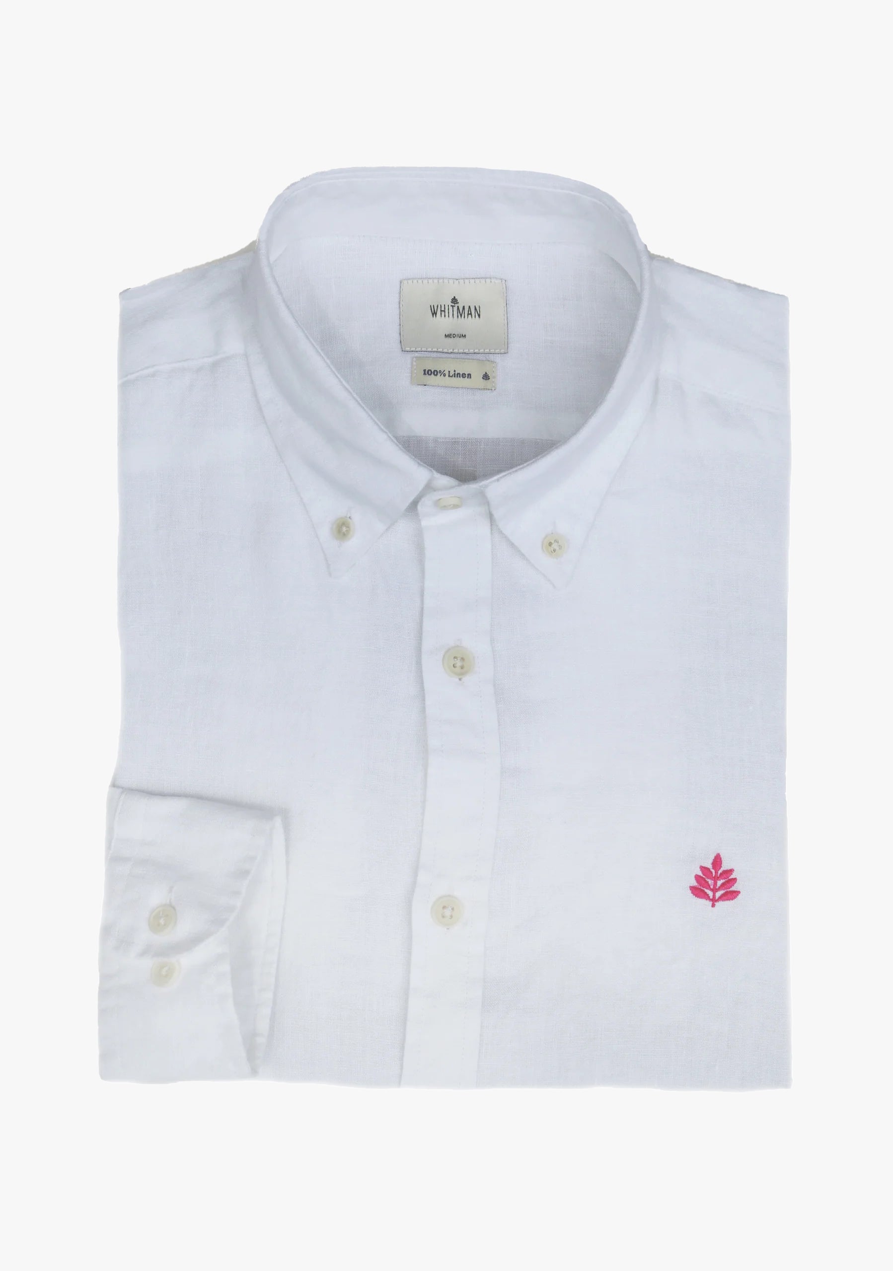 Camisa Lino Cuello Button Down Blanco