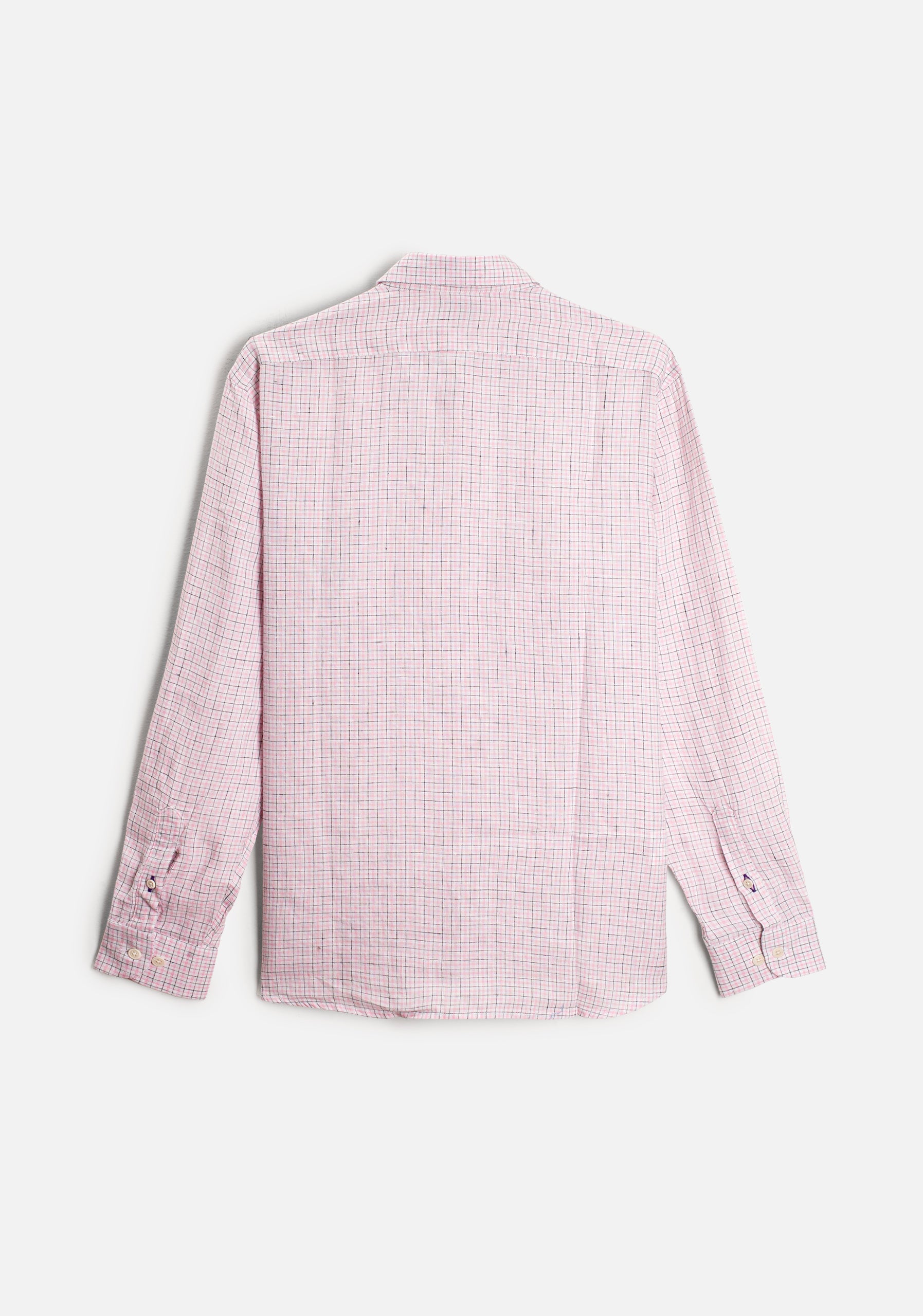 Camisa Lino CBD Cuadros Blanco-Rosado - Negro