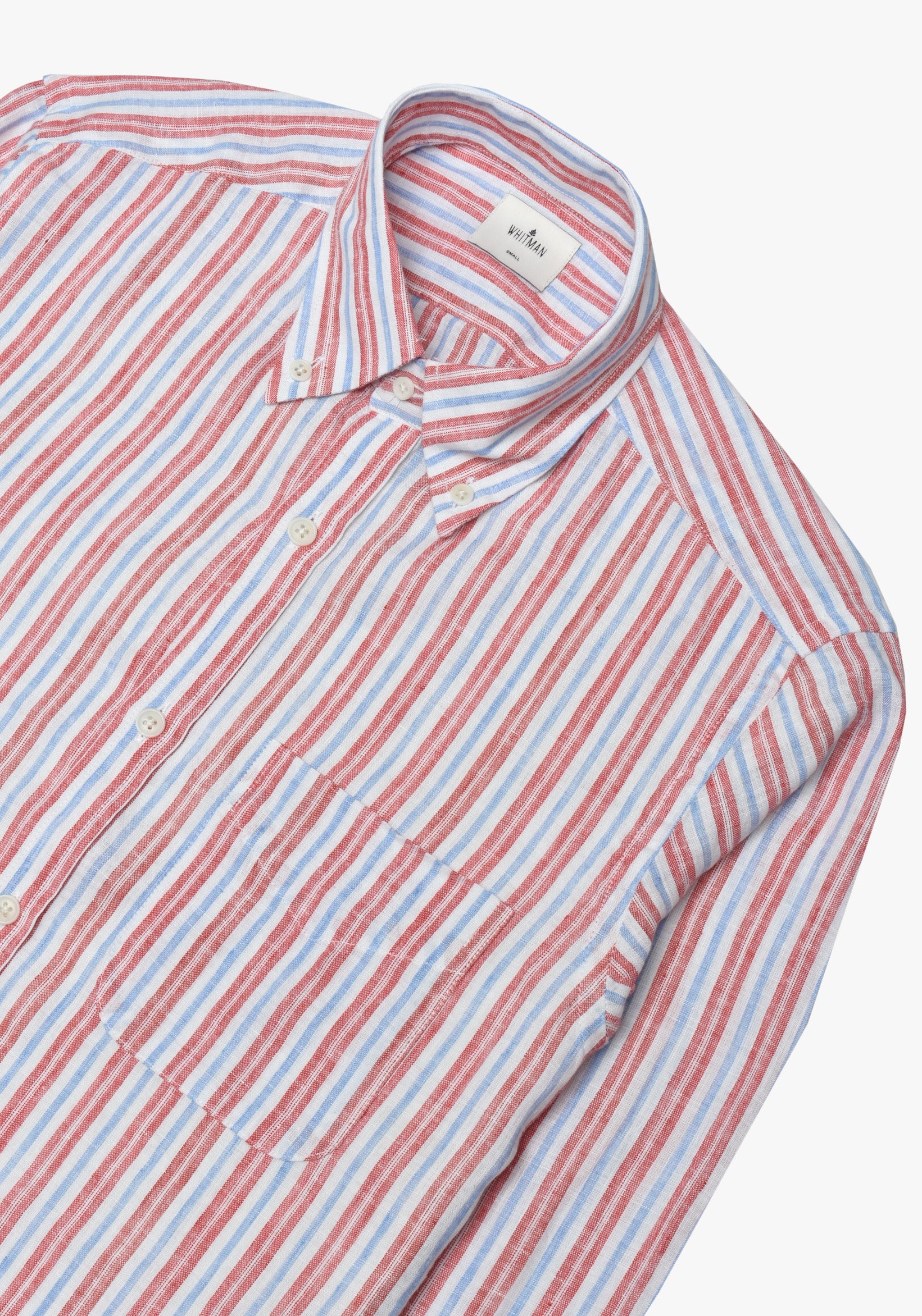 Camisa Lino Cbd Lineas Medias Azul - Blanco - Rojo