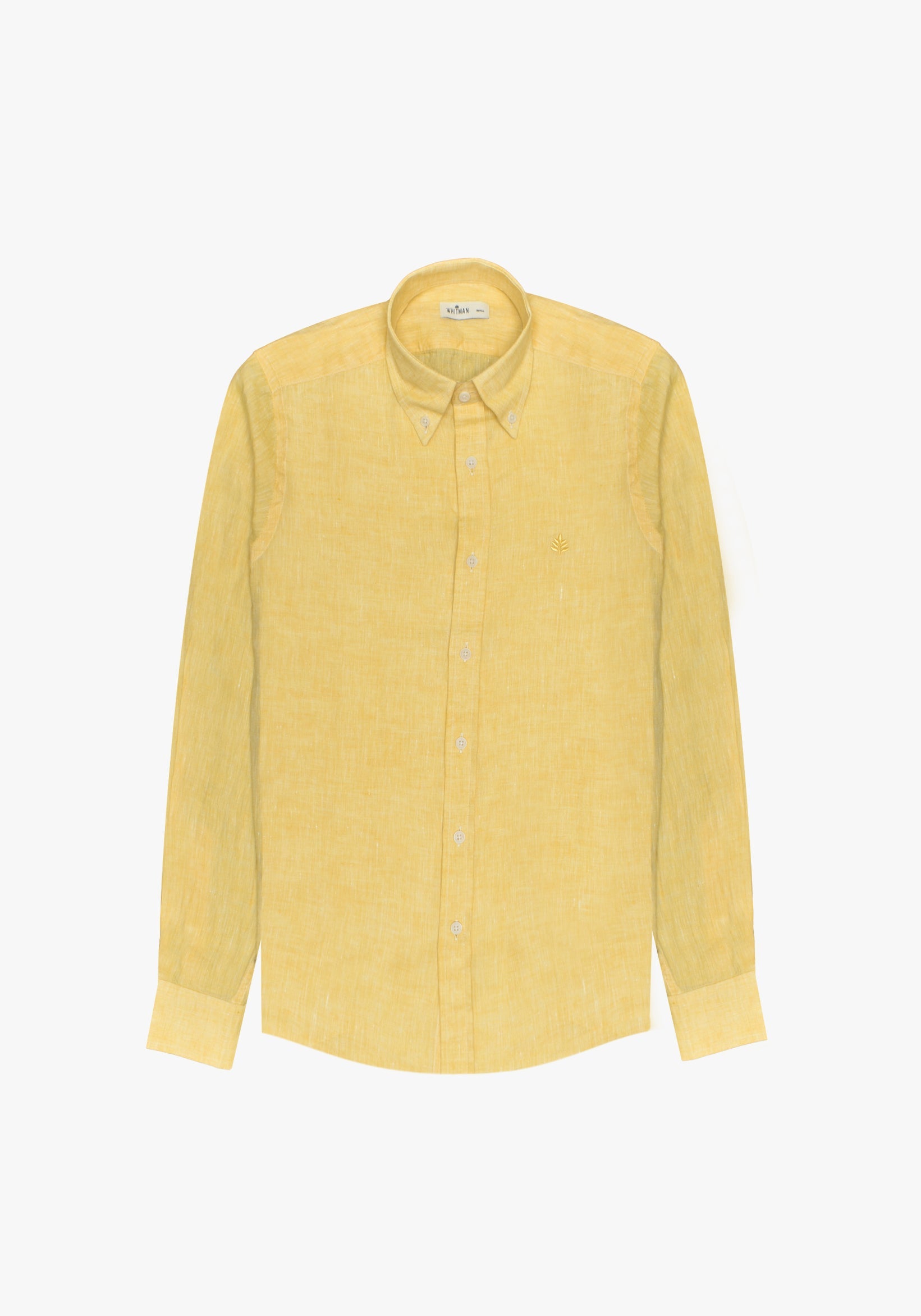 Camisa Lino Cuello Button Down Amarillo L-Atn