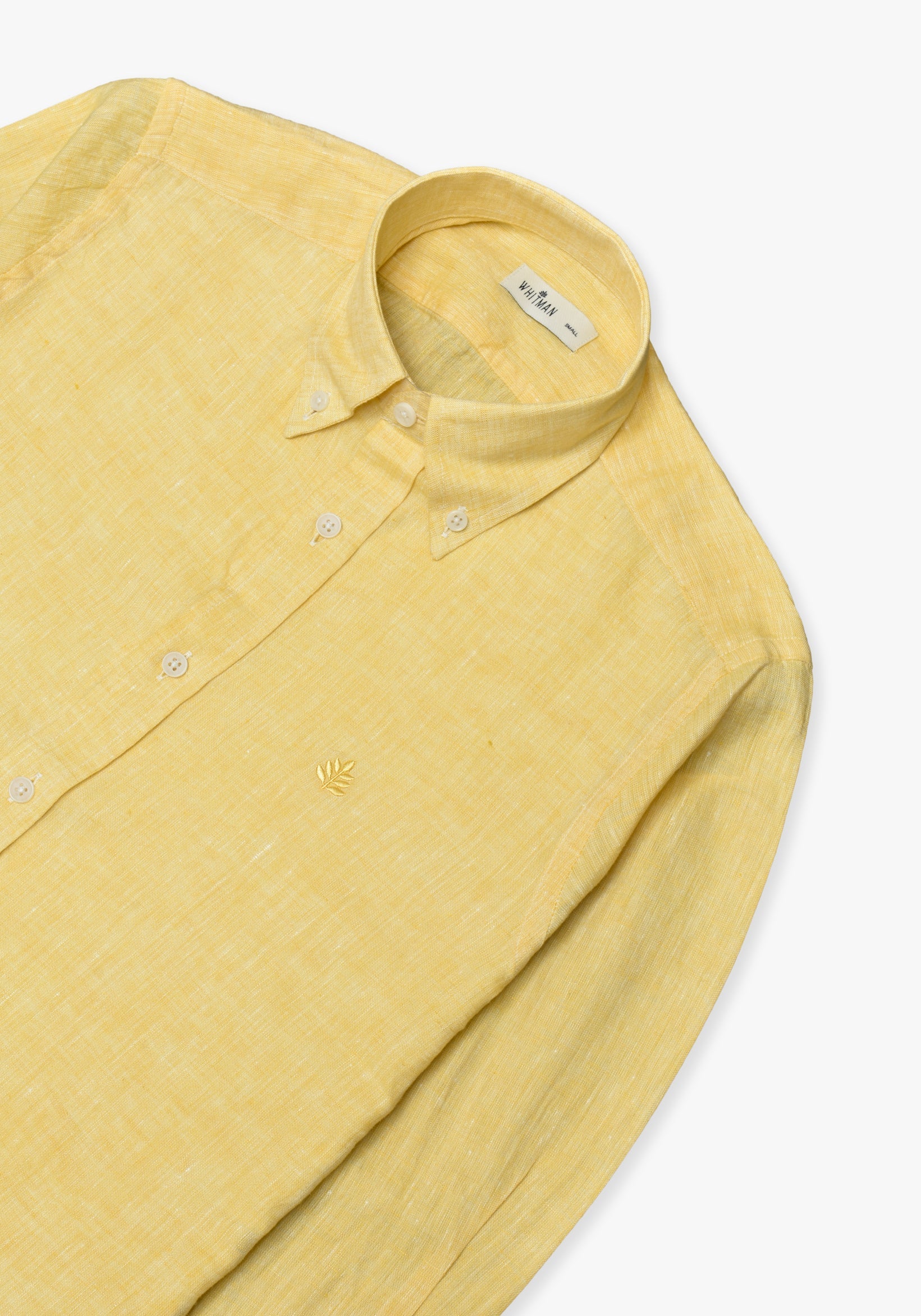 Camisa Lino Cuello Button Down Amarillo L-Atn