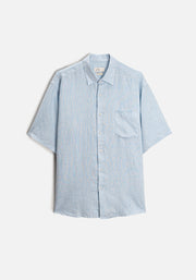 Camisa H Harlem Lino Unicolor Azul Claro