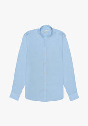 Camisa Lino Cuello Nerú Azul Celeste
