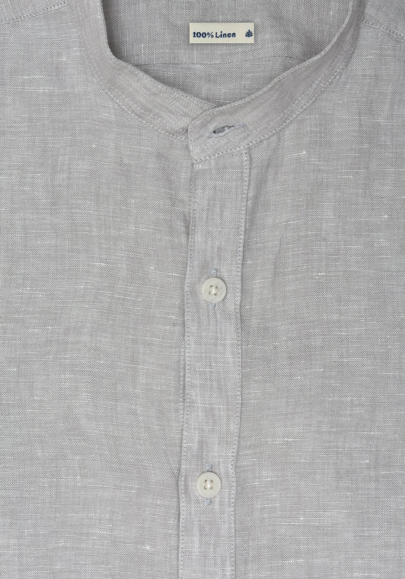 Camisa Lino Cuello Neru Gris Claro