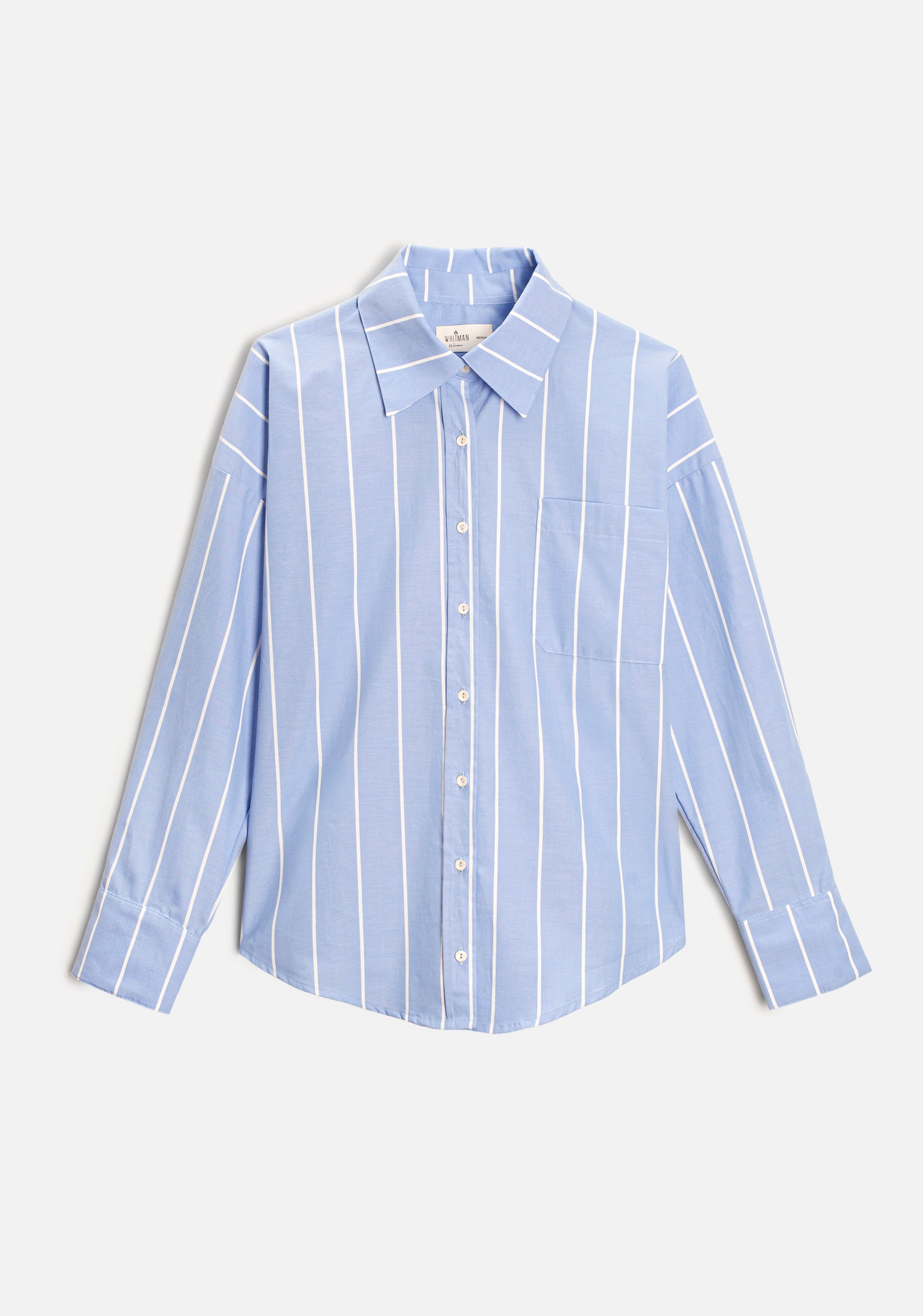 Camisa M Antonella Rayas Azul Medio-Blanco