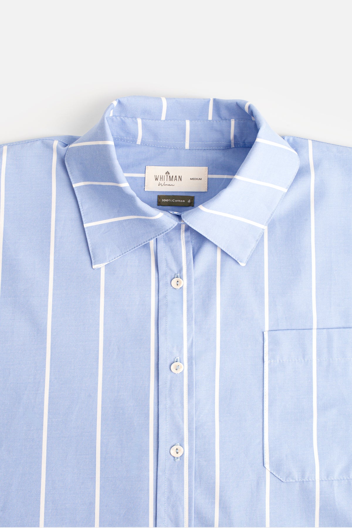 Camisa M Antonella Rayas Azul Medio-Blanco