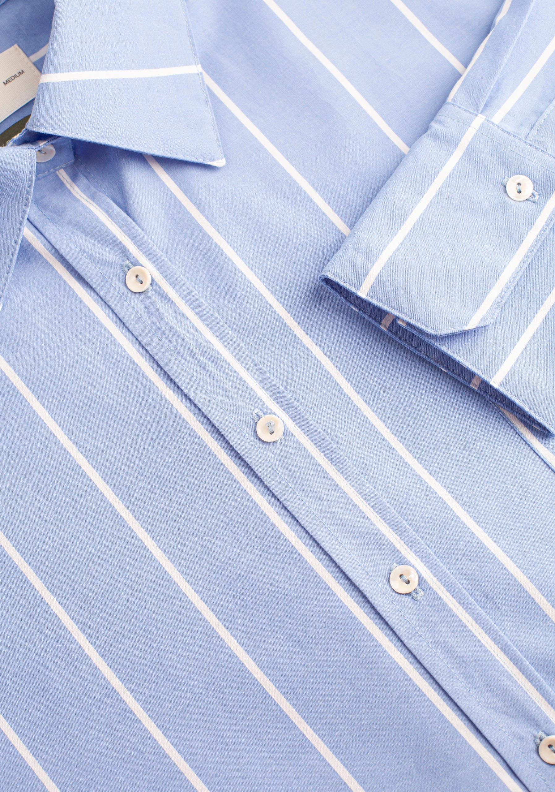 Camisa M Antonella Rayas Azul Medio-Blanco