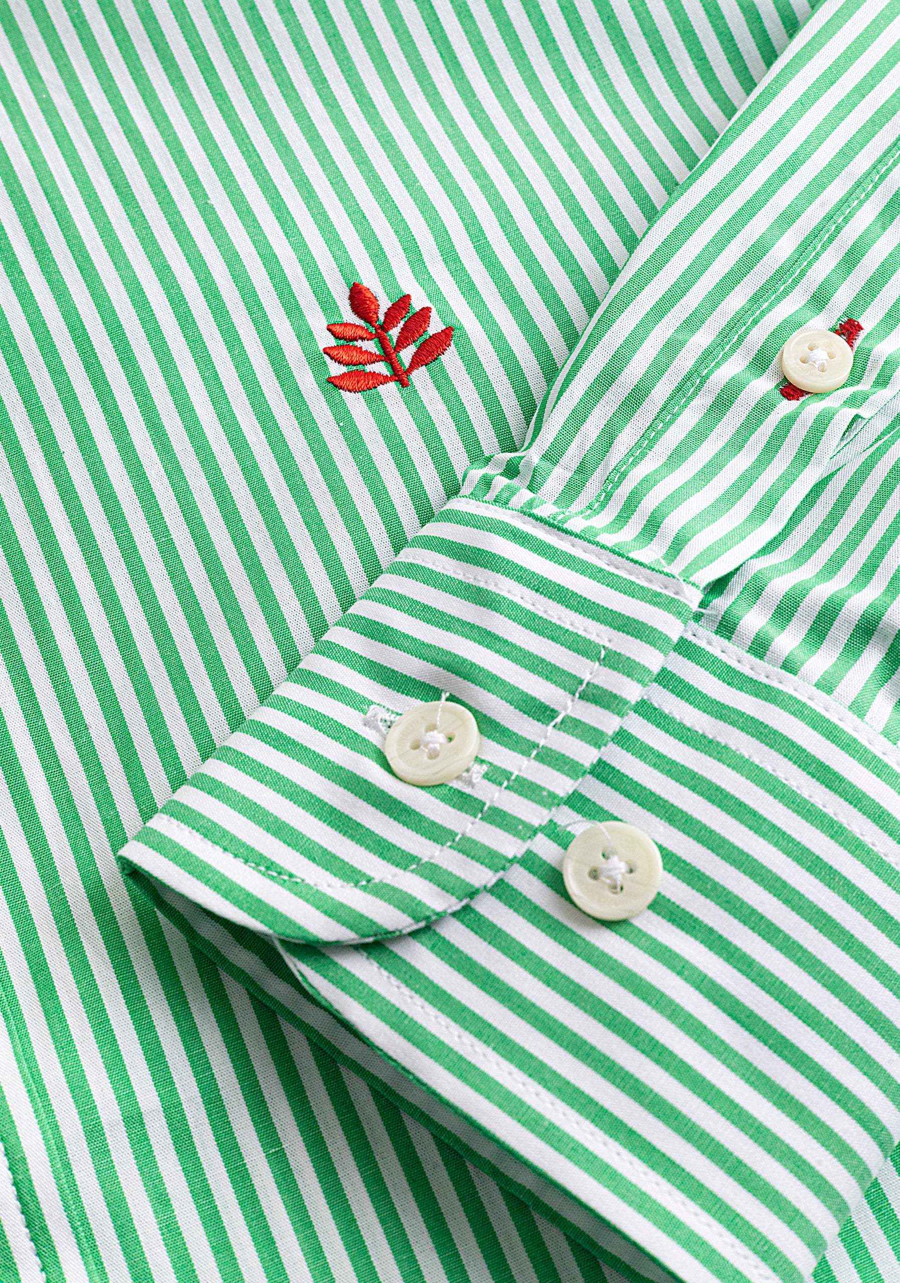 Camisa Rayas Med Verde - Blanco CBD L-Roj