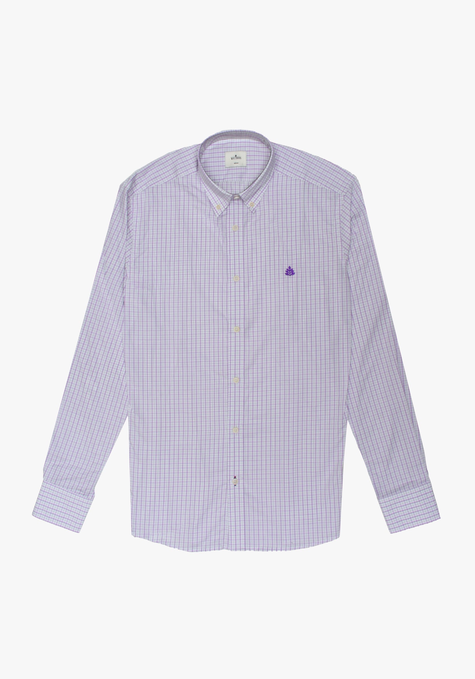 Camisa Whitman Cuadros Combinado Morado - Blanco Cuello Button Down