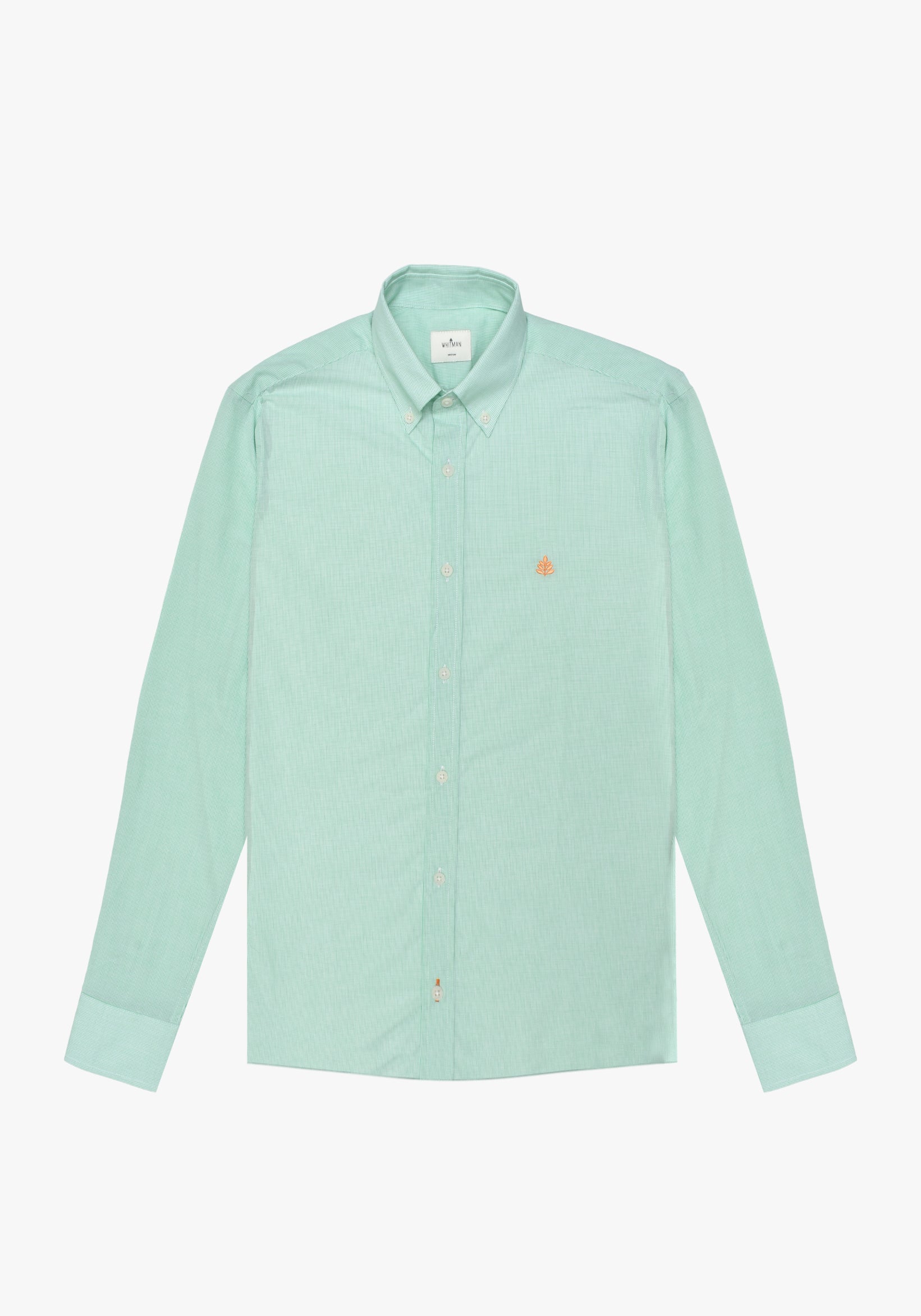 Camisa Whitman Cuadros Pequeños Verde - Blanco Cuello Button Down