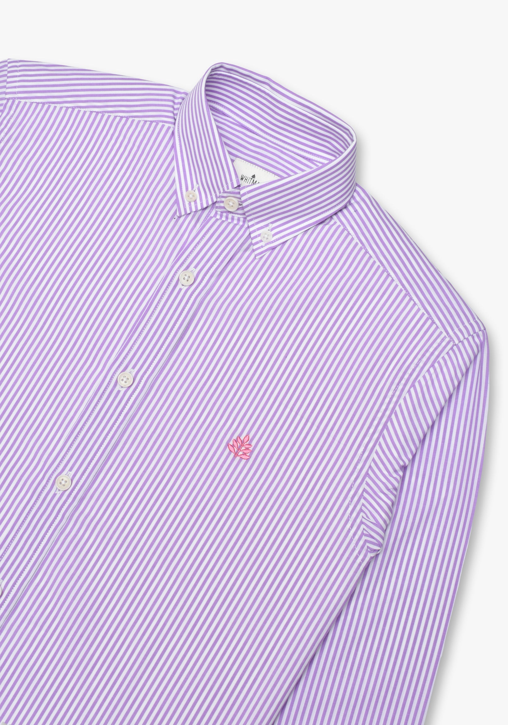 Camisa Whitman Líneas Morado - Blanco Cuello Button Down