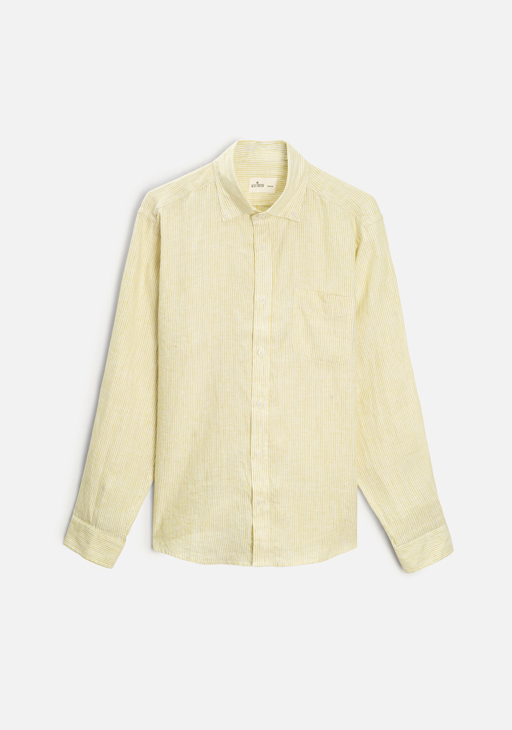 Camisa H CBD Lino Rayas Del Bols Verde Med - Blanco