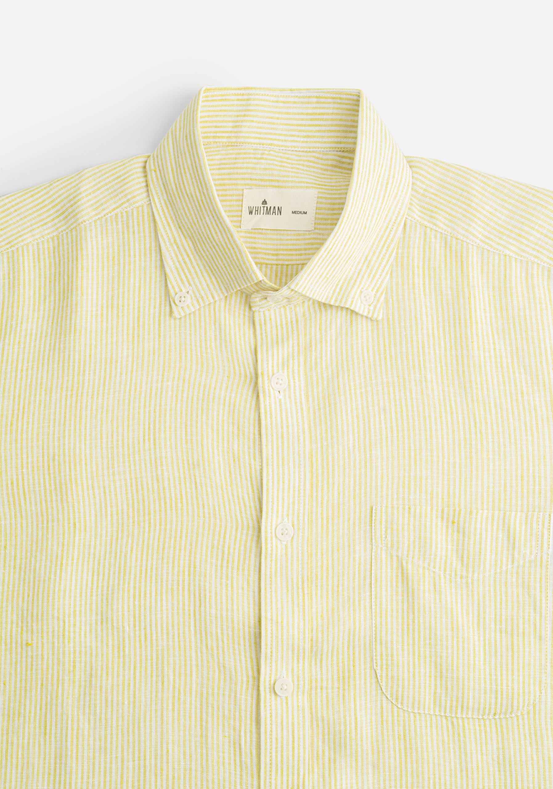 Camisa H CBD Lino Rayas Del Bols Verde Med - Blanco