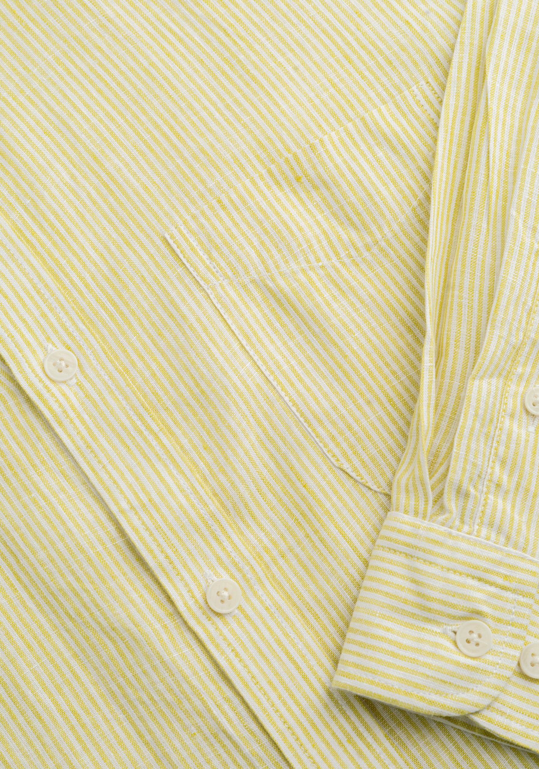 Camisa H CBD Lino Rayas Del Bols Verde Med - Blanco