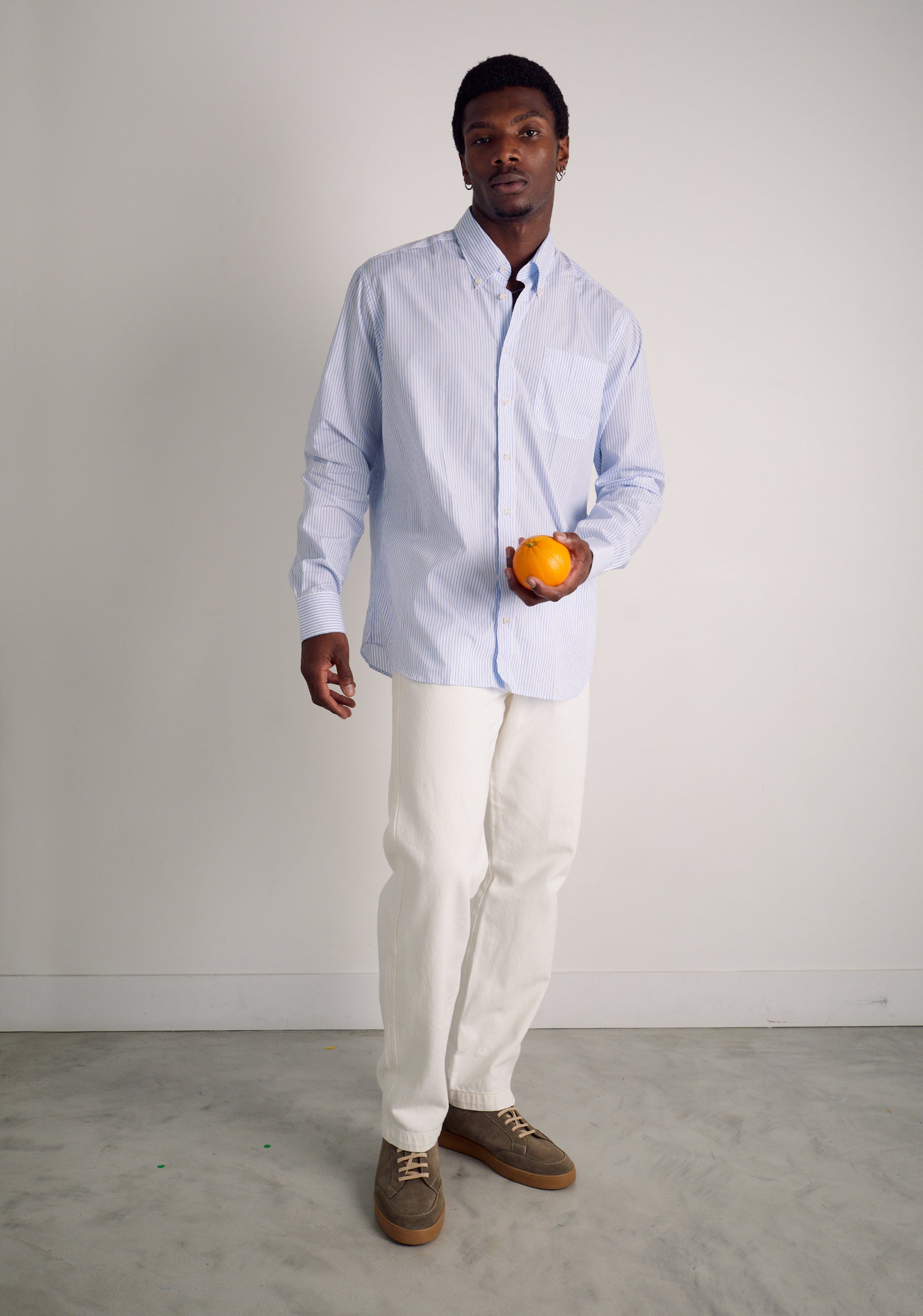 Camisa H CBD Rayas Bols Delg Azul Med