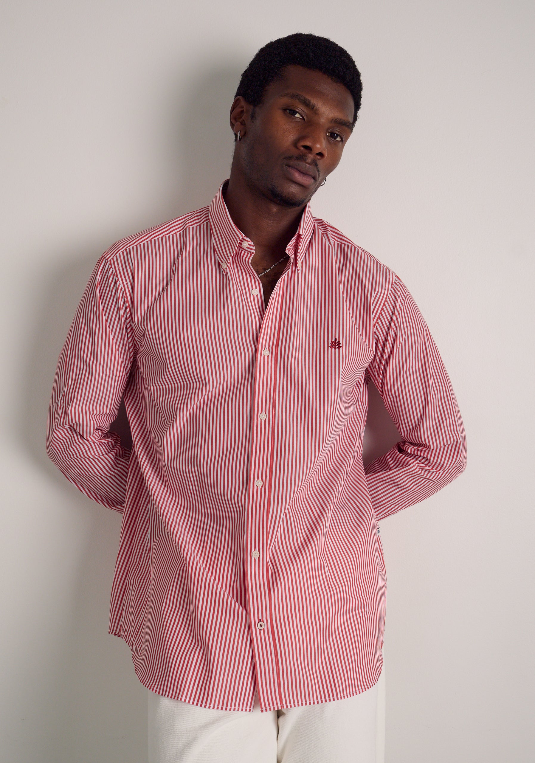 Camisa H CBD Rayas Med L-Vin Cereza
