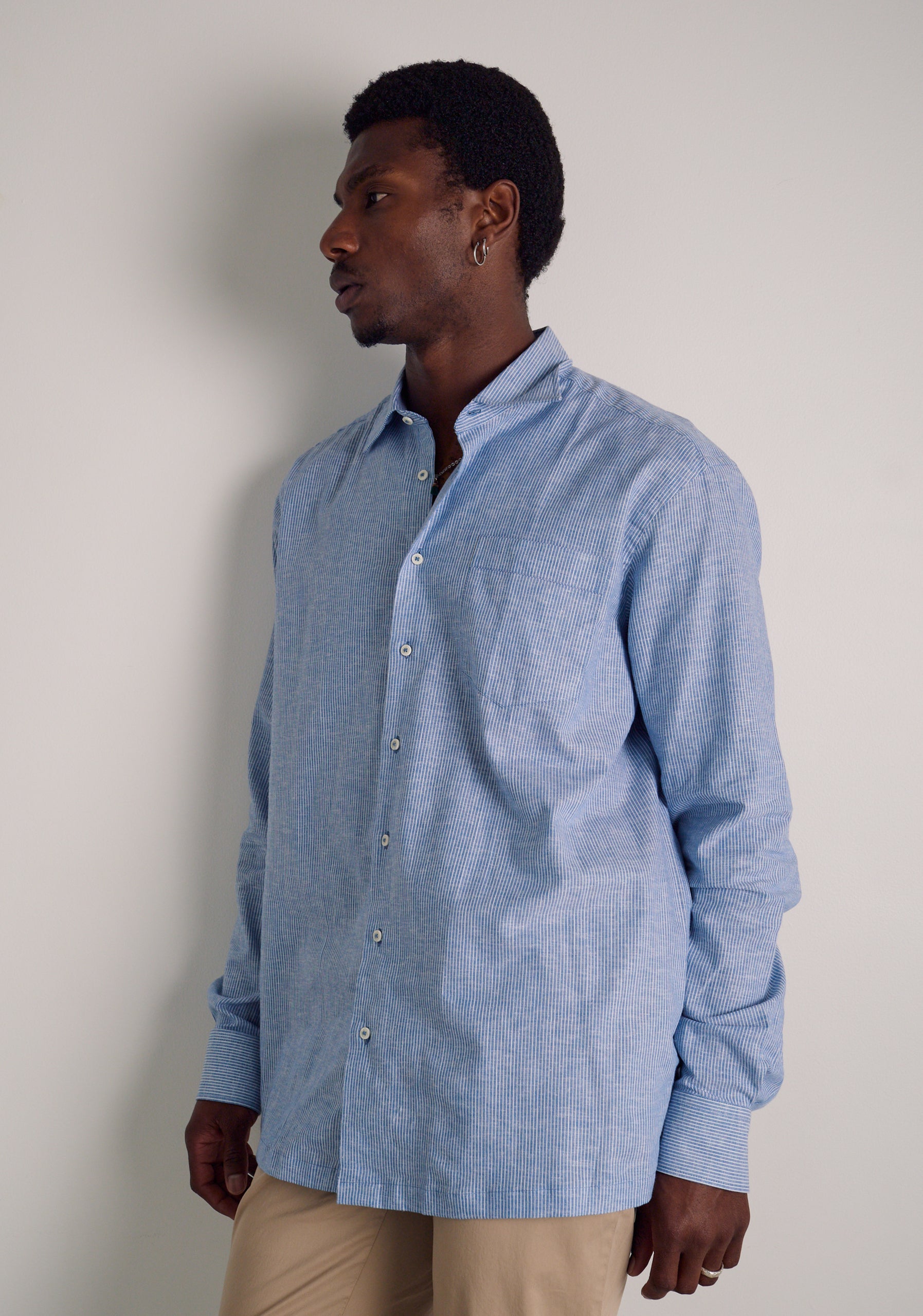 Camisa H CI Jamaica Rayas Delg Azul Medio