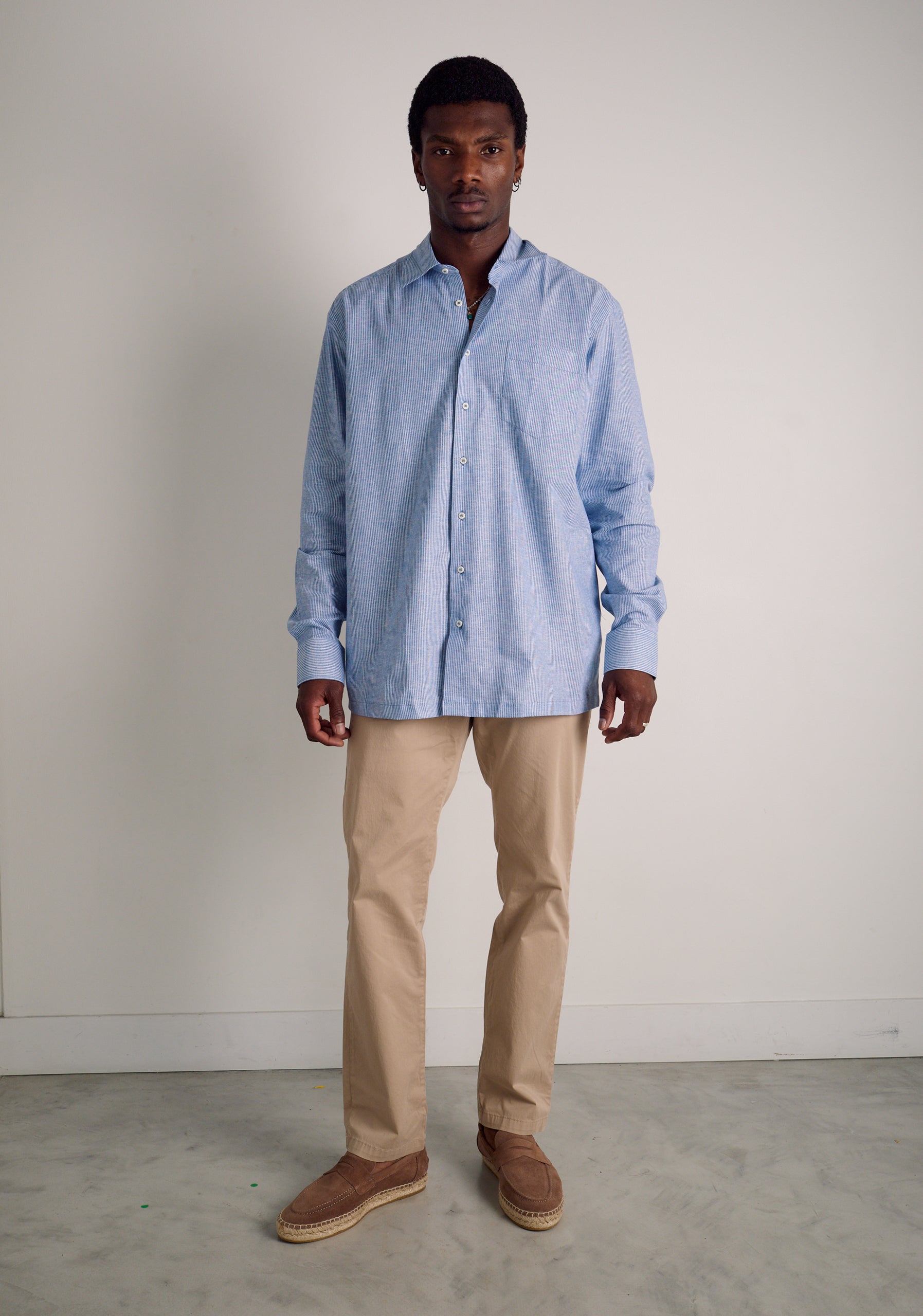 Camisa H CI Jamaica Rayas Delg Azul Medio