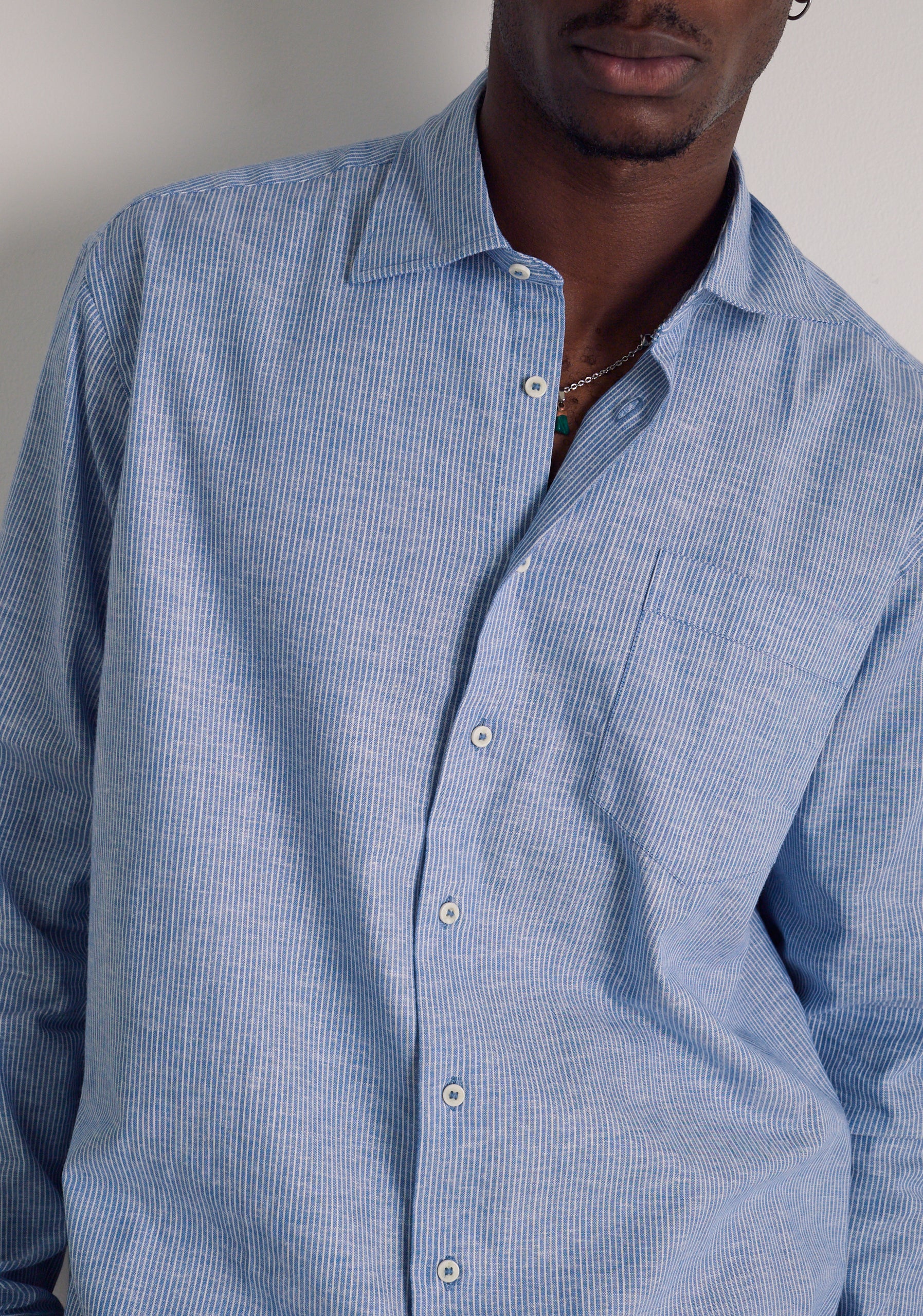 Camisa H CI Jamaica Rayas Delg Azul Medio