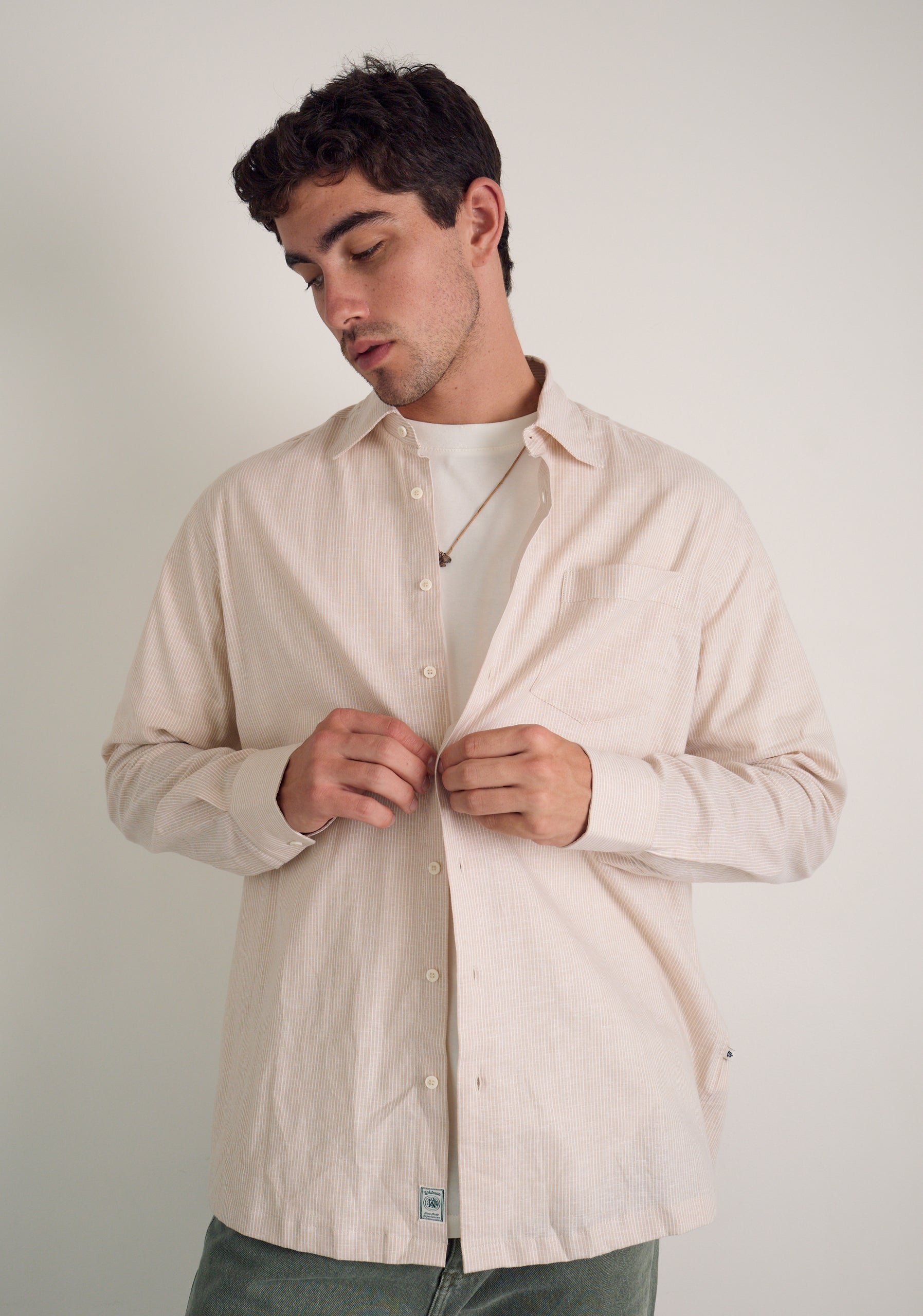 Camisa H CI Jamaica Rayas Delg Café Claro
