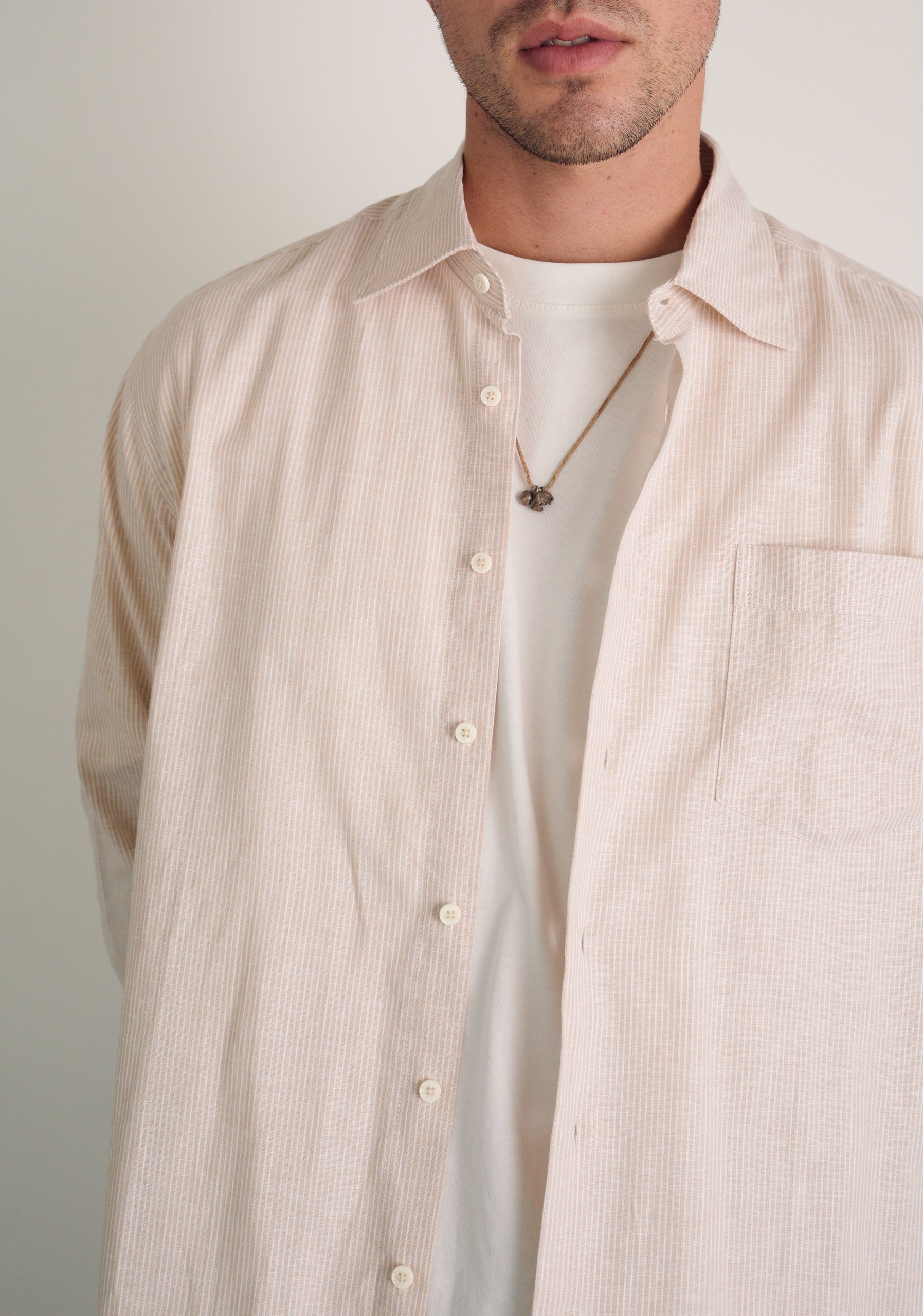 Camisa H CI Jamaica Rayas Delg Café Claro