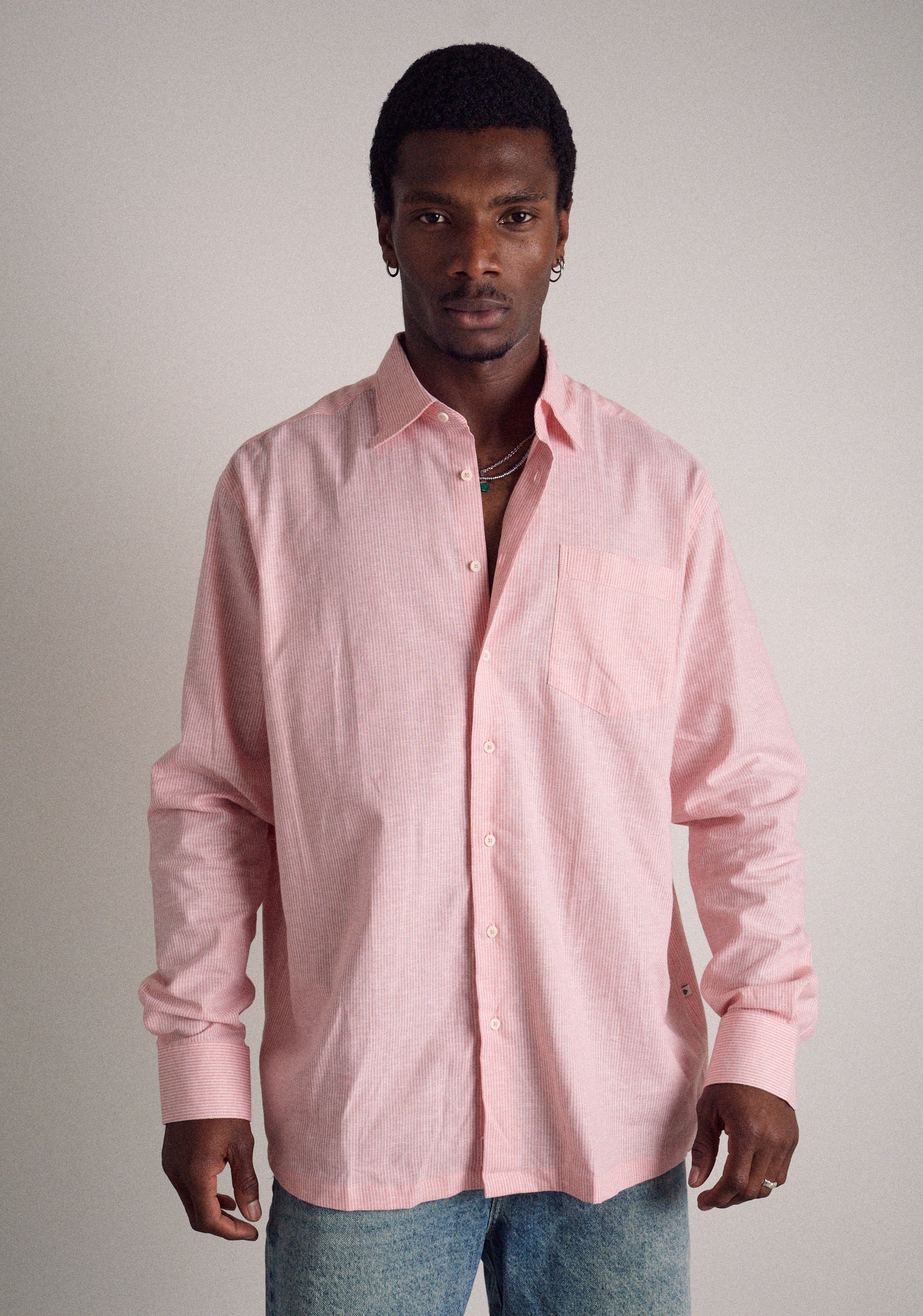 Camisa H CI Jamaica Rayas Delg Palo De Rosa