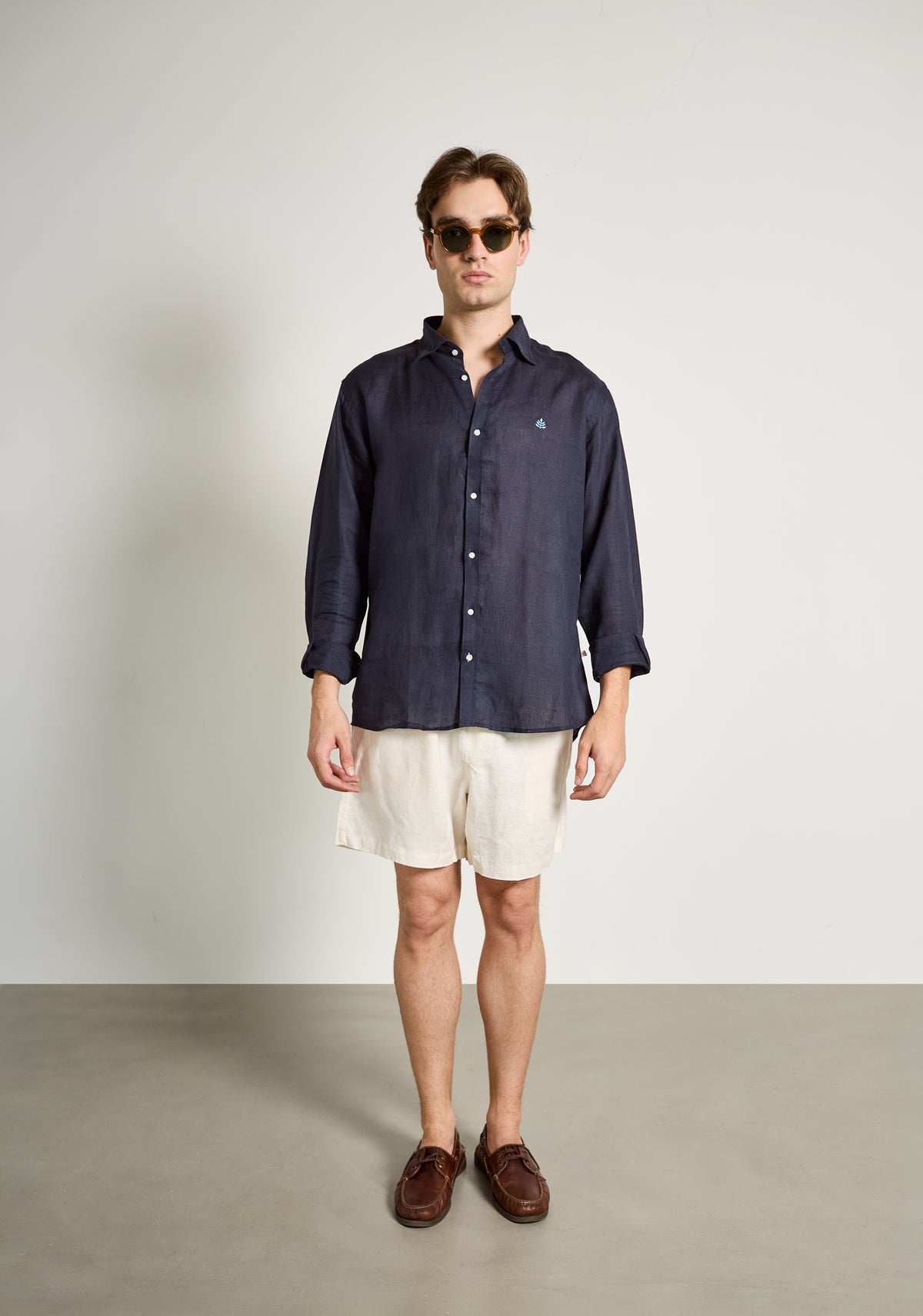 Camisa H CI Lino L-Azl Azul Osc