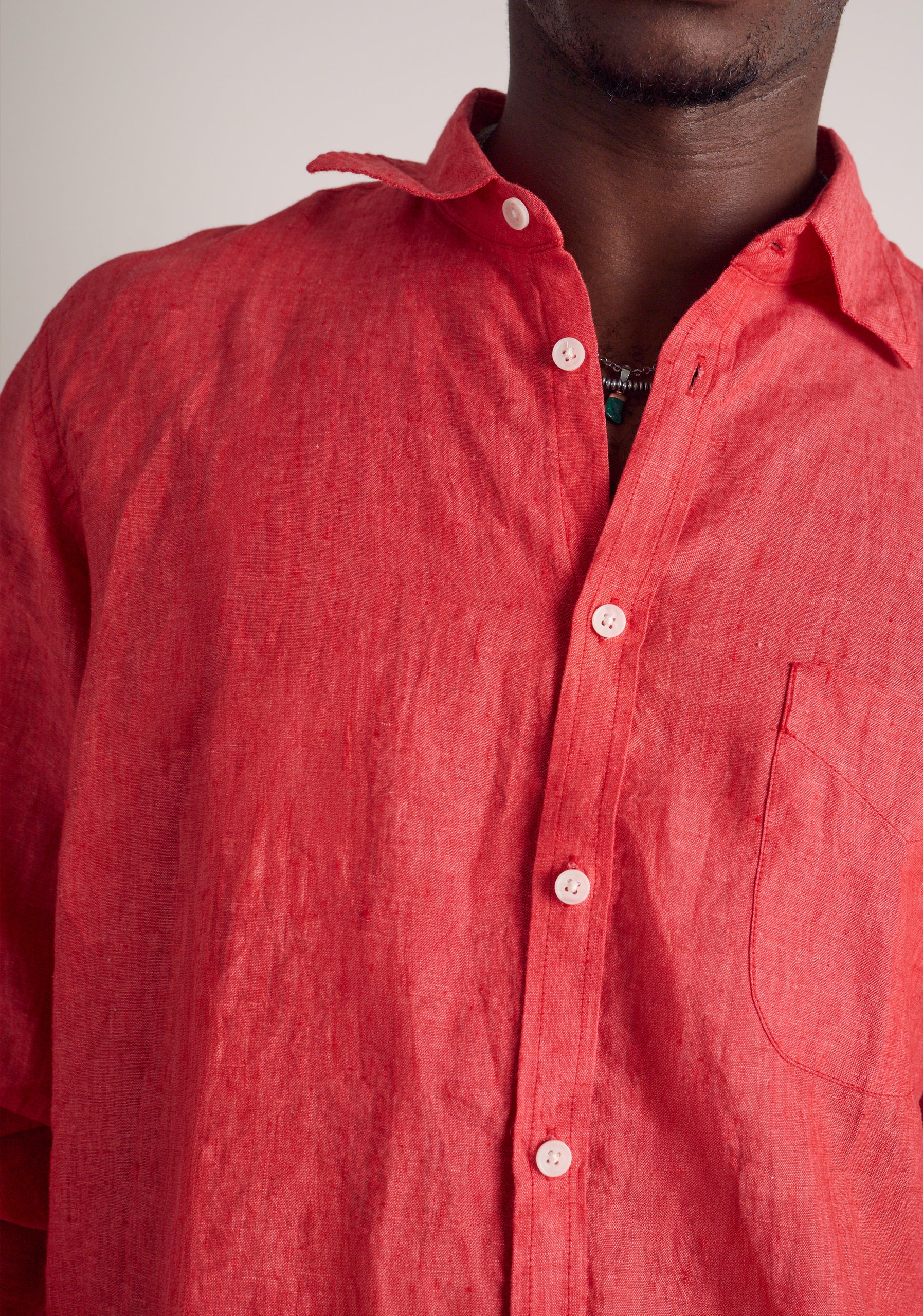 Camisa H CI Lino Unicolor Bols Coral