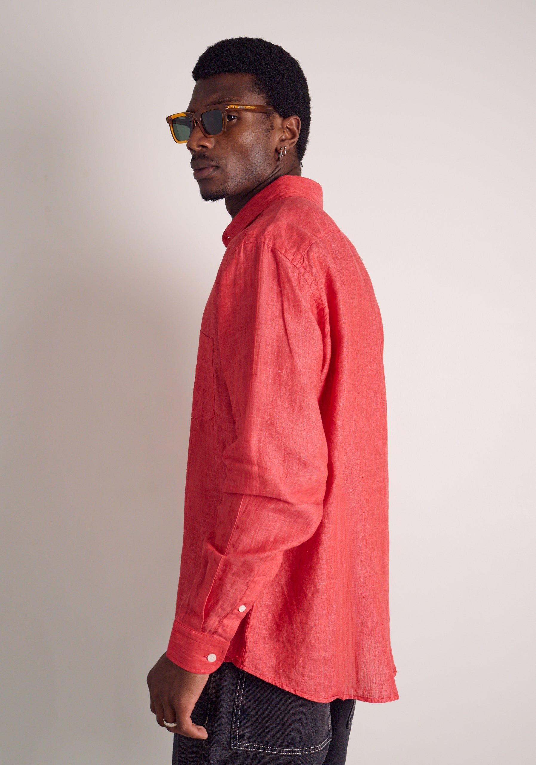 Camisa H CI Lino Unicolor Bols Coral