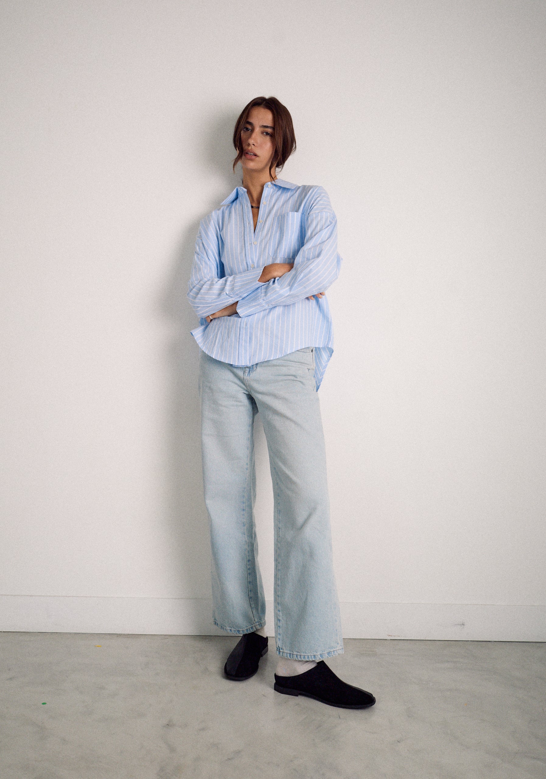 Camisa M Antonella Rayas GRD Azul Claro