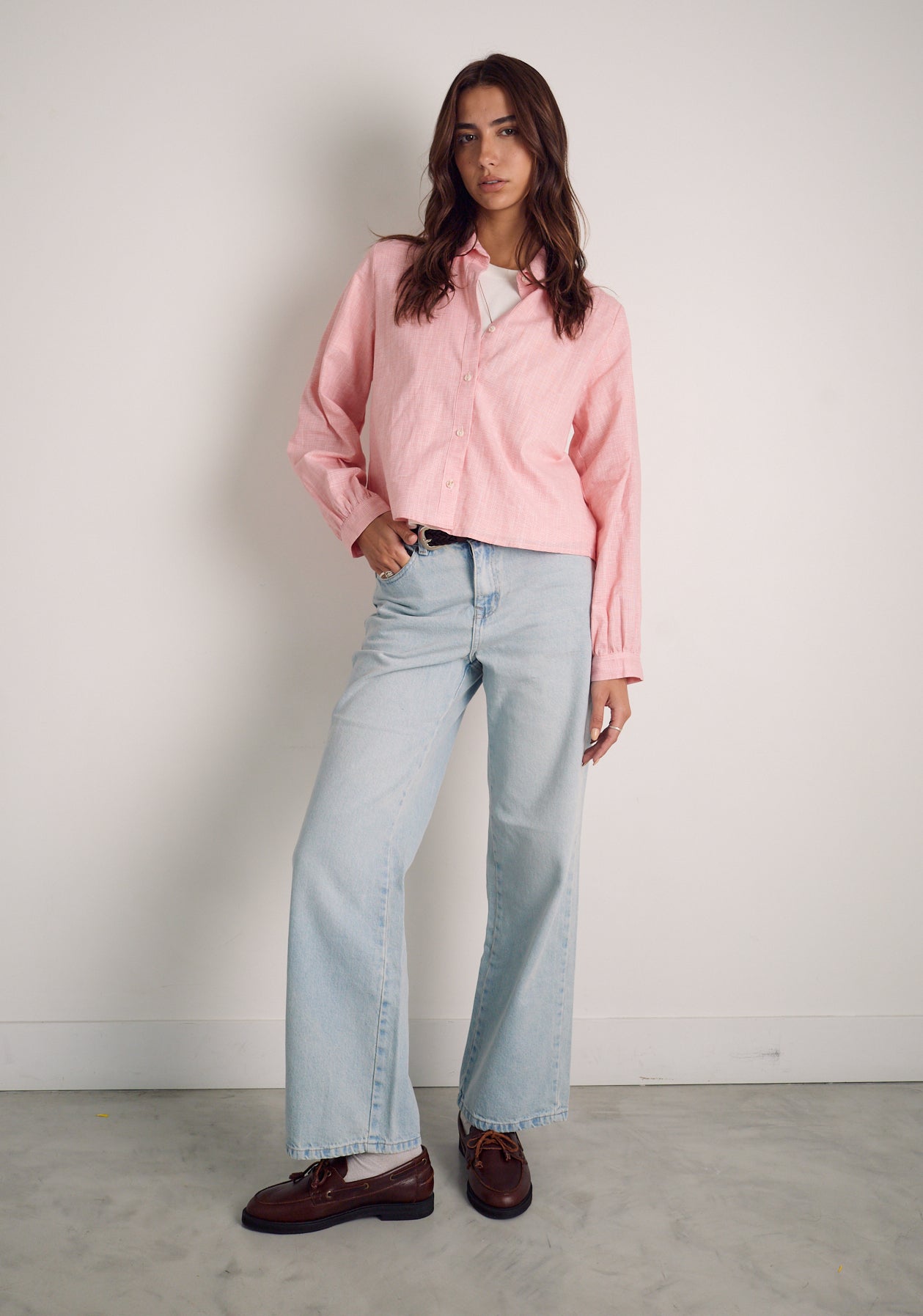 Camisa M Marianne Cuadros Rosado