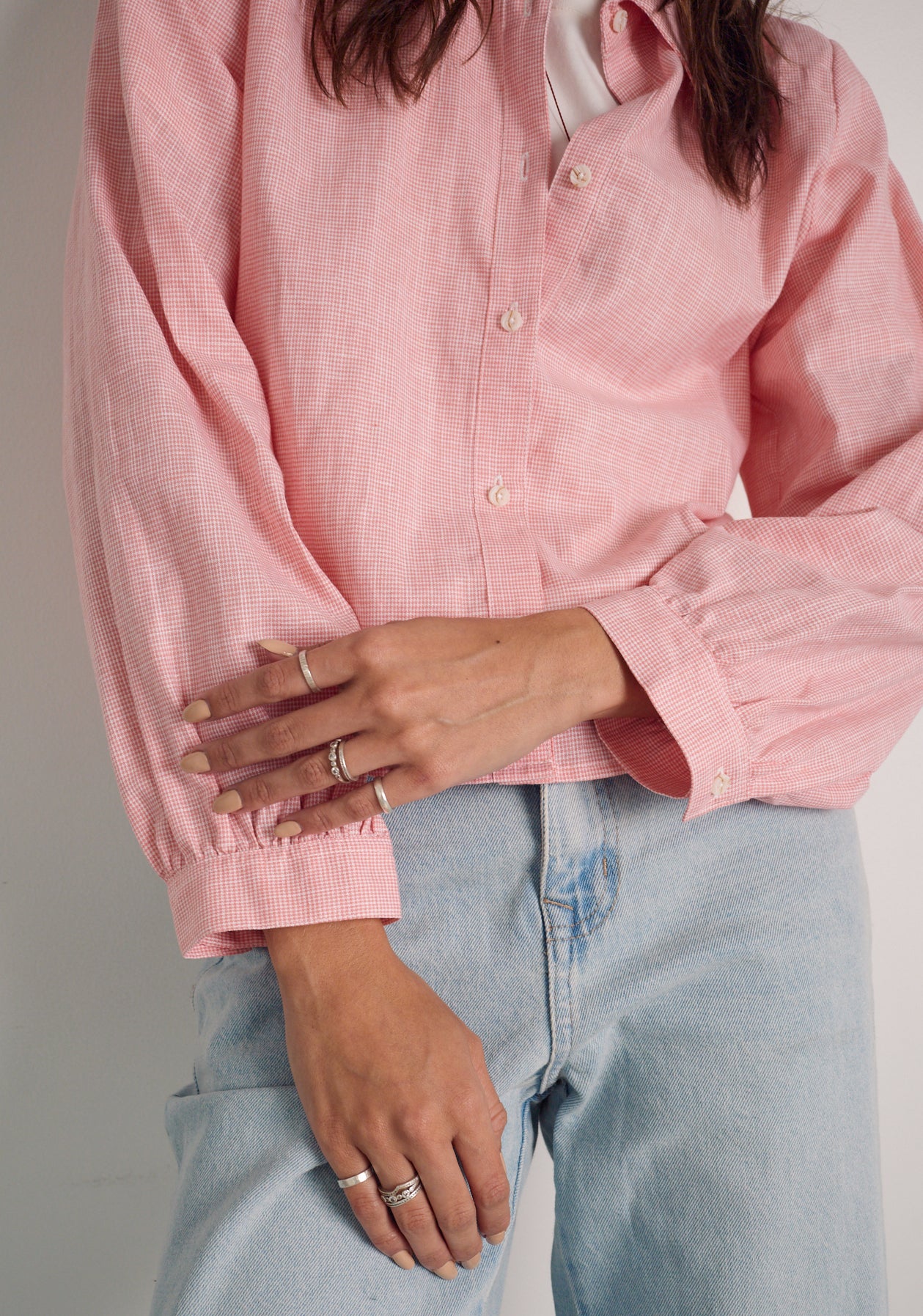 Camisa M Marianne Cuadros Rosado