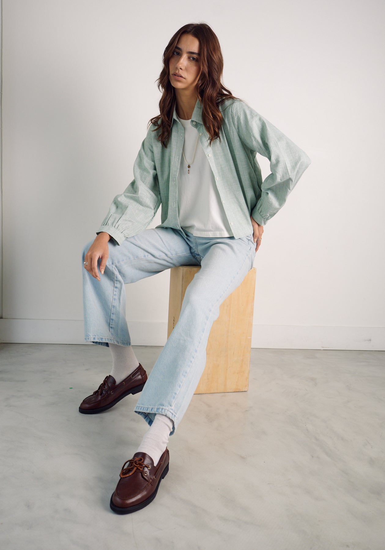 Camisa M Marianne Cuadros Verde Med