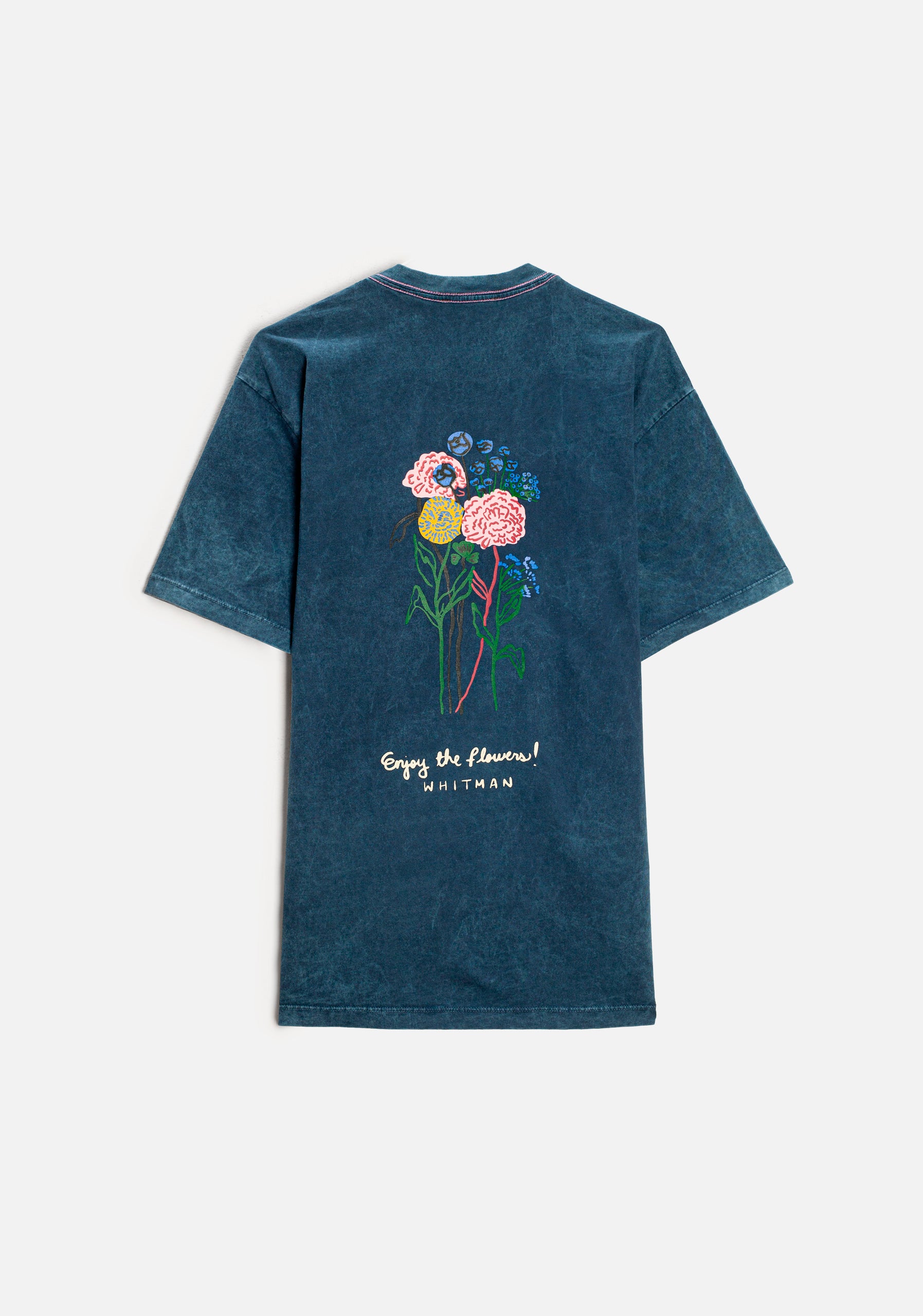 Camiseta H Botánico Garment Dyed Azul Estampada