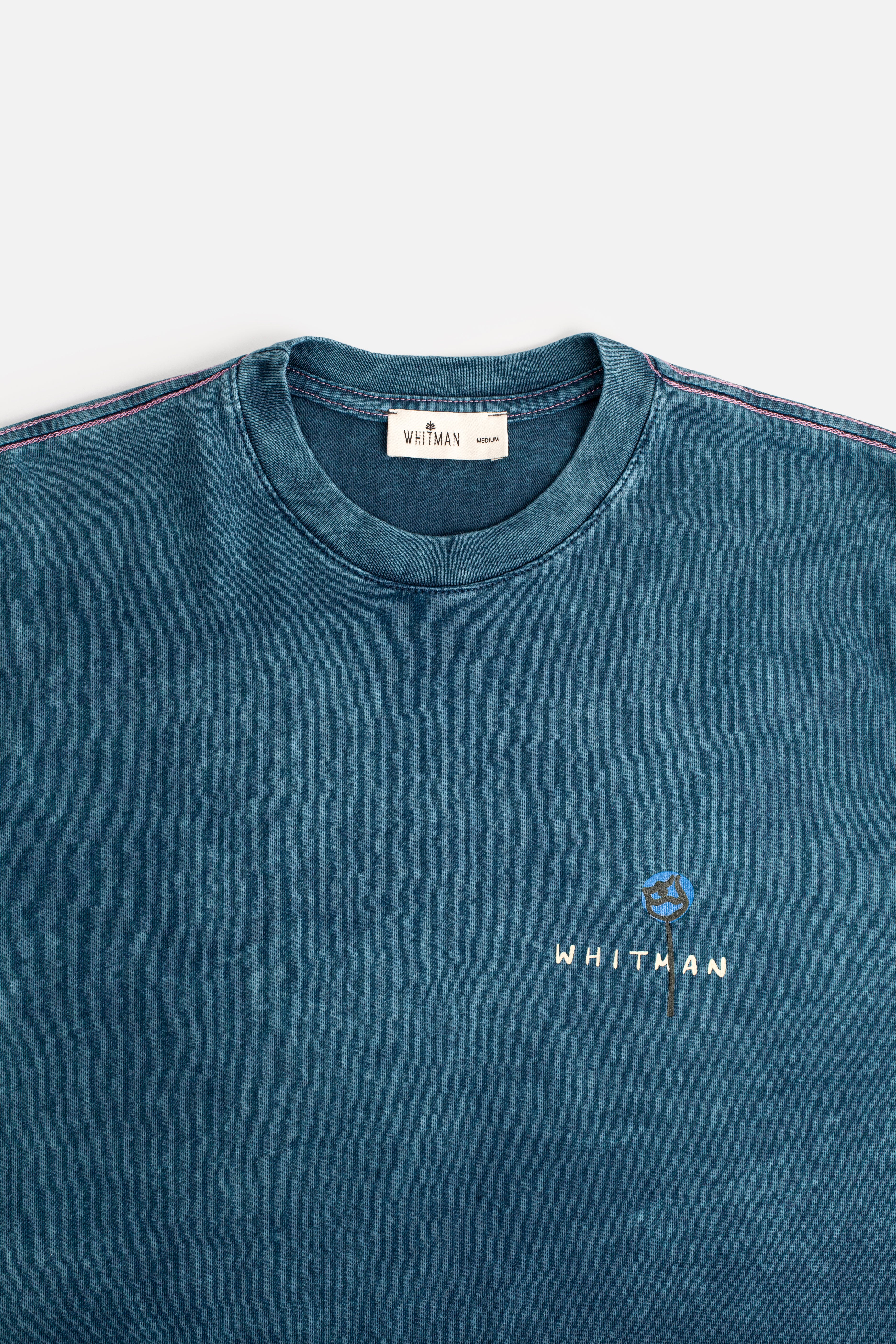 Camiseta H Botánico Garment Dyed Azul Estampada