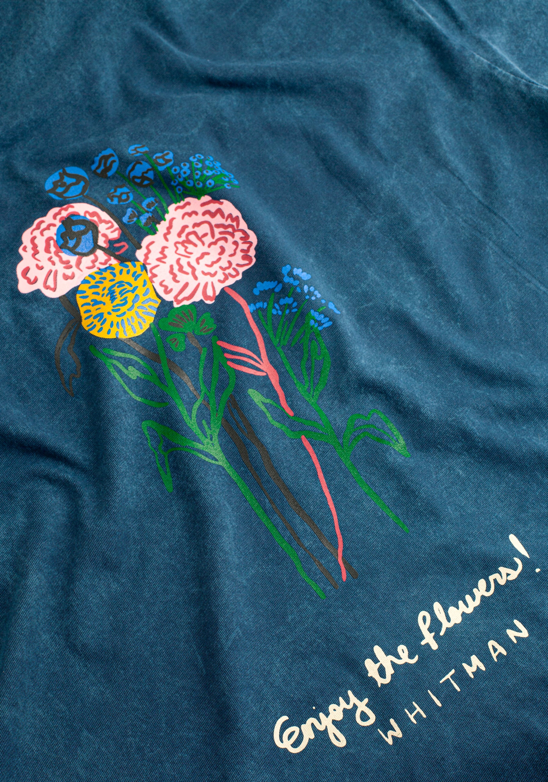 Camiseta H Botánico Garment Dyed Azul Estampada