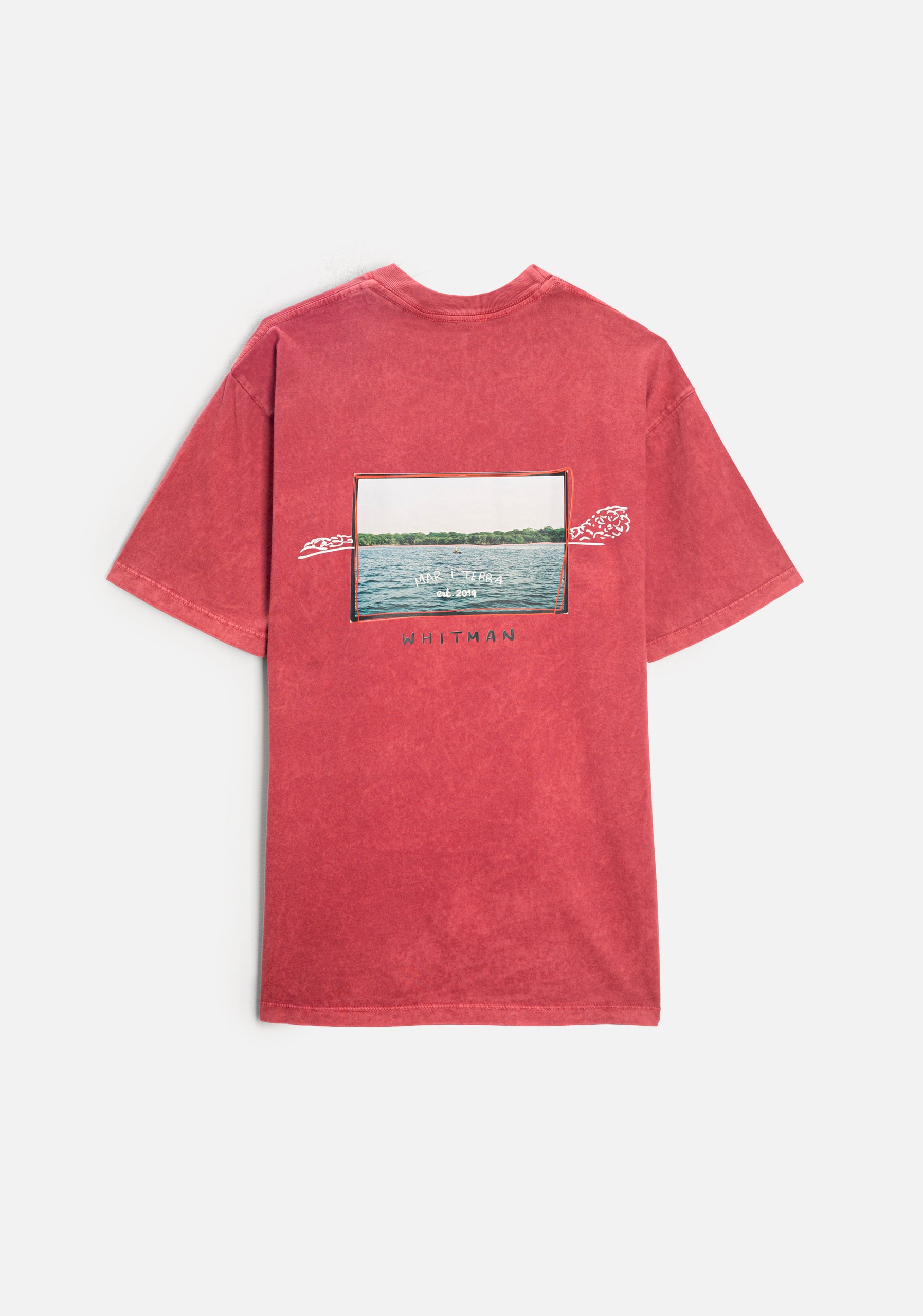 Camiseta H Paradise Garment Dyed Coral Estampada