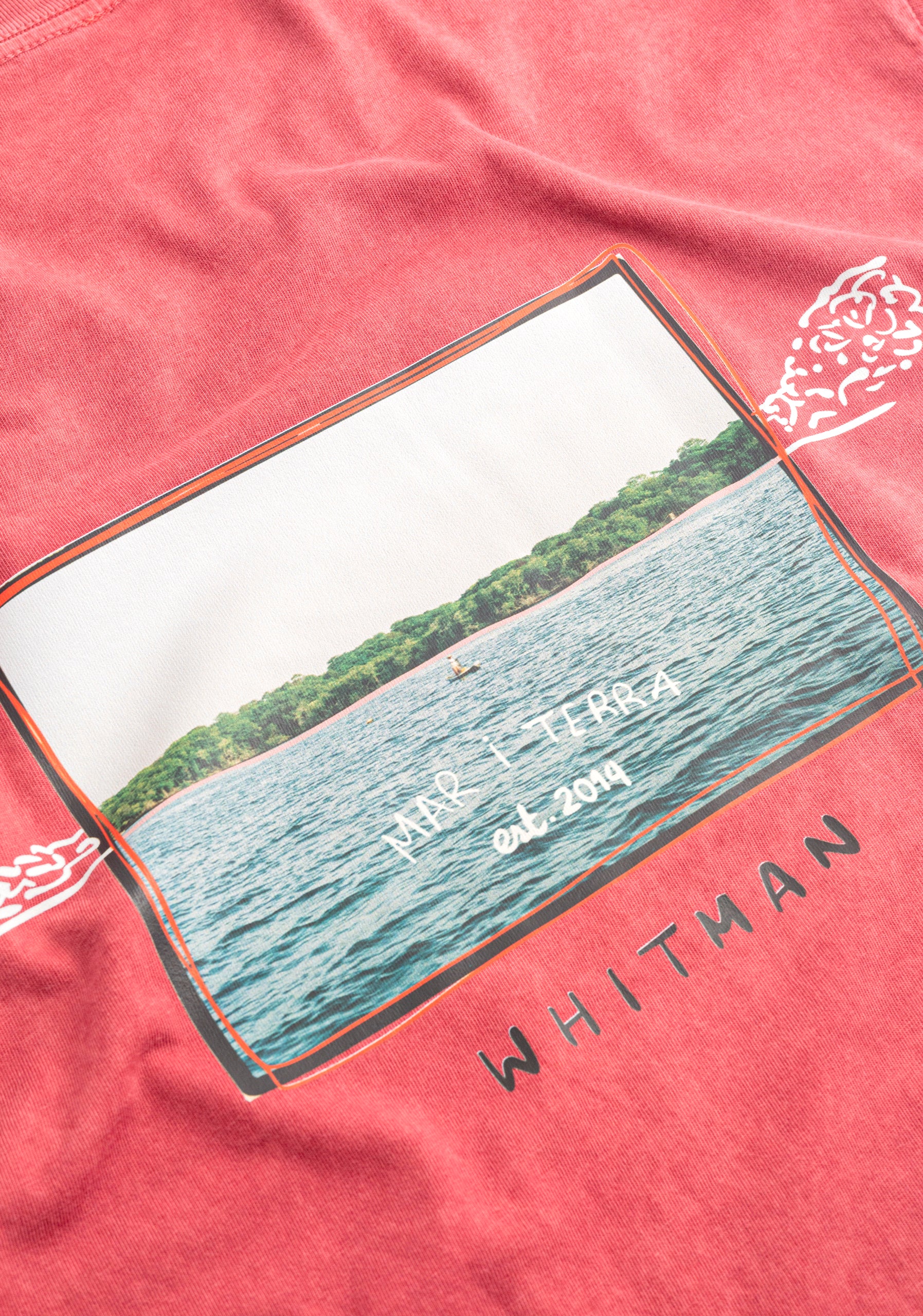 Camiseta H Paradise Garment Dyed Coral Estampada