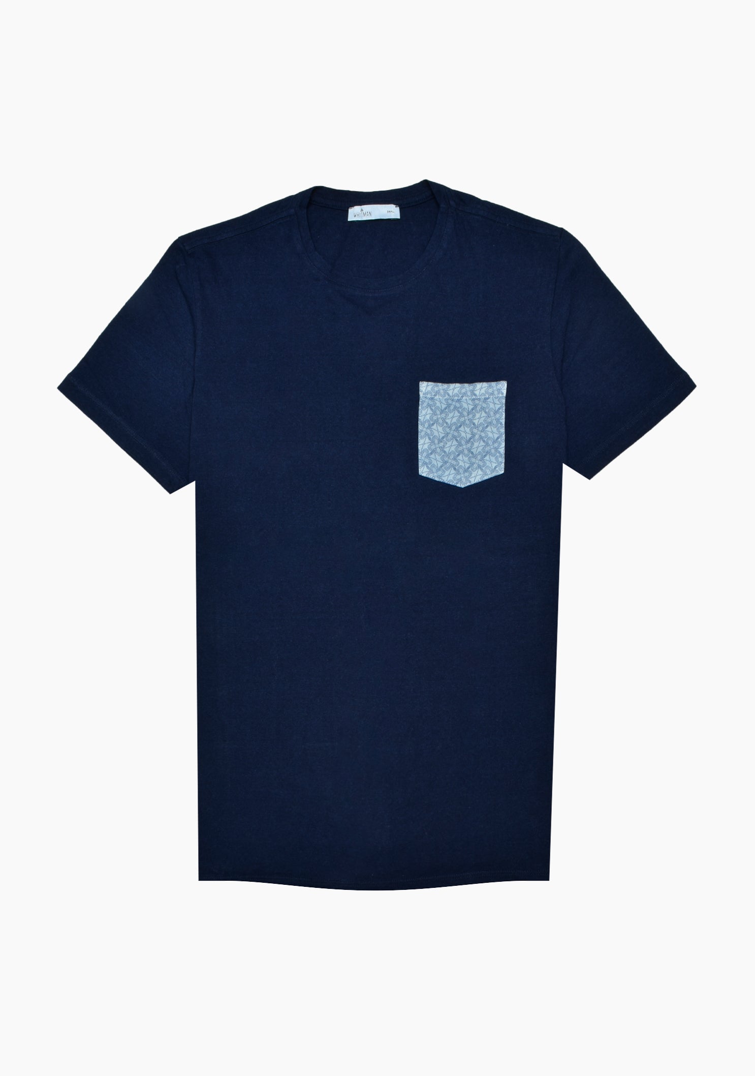 Camiseta Levine Azul Oscuro Bolsillo Flor