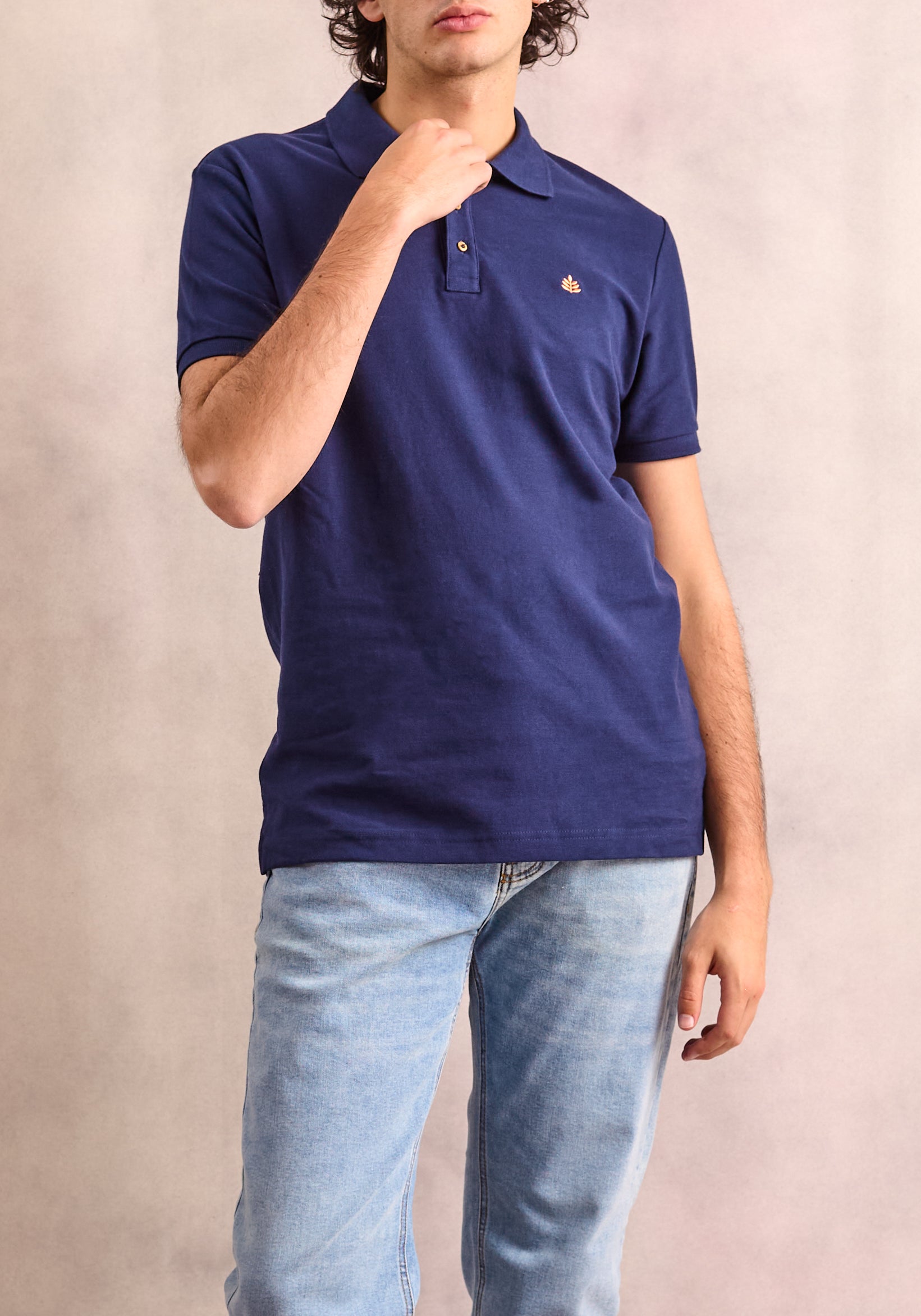 Camiseta Tipo Polo Azul Osc. L-Nar