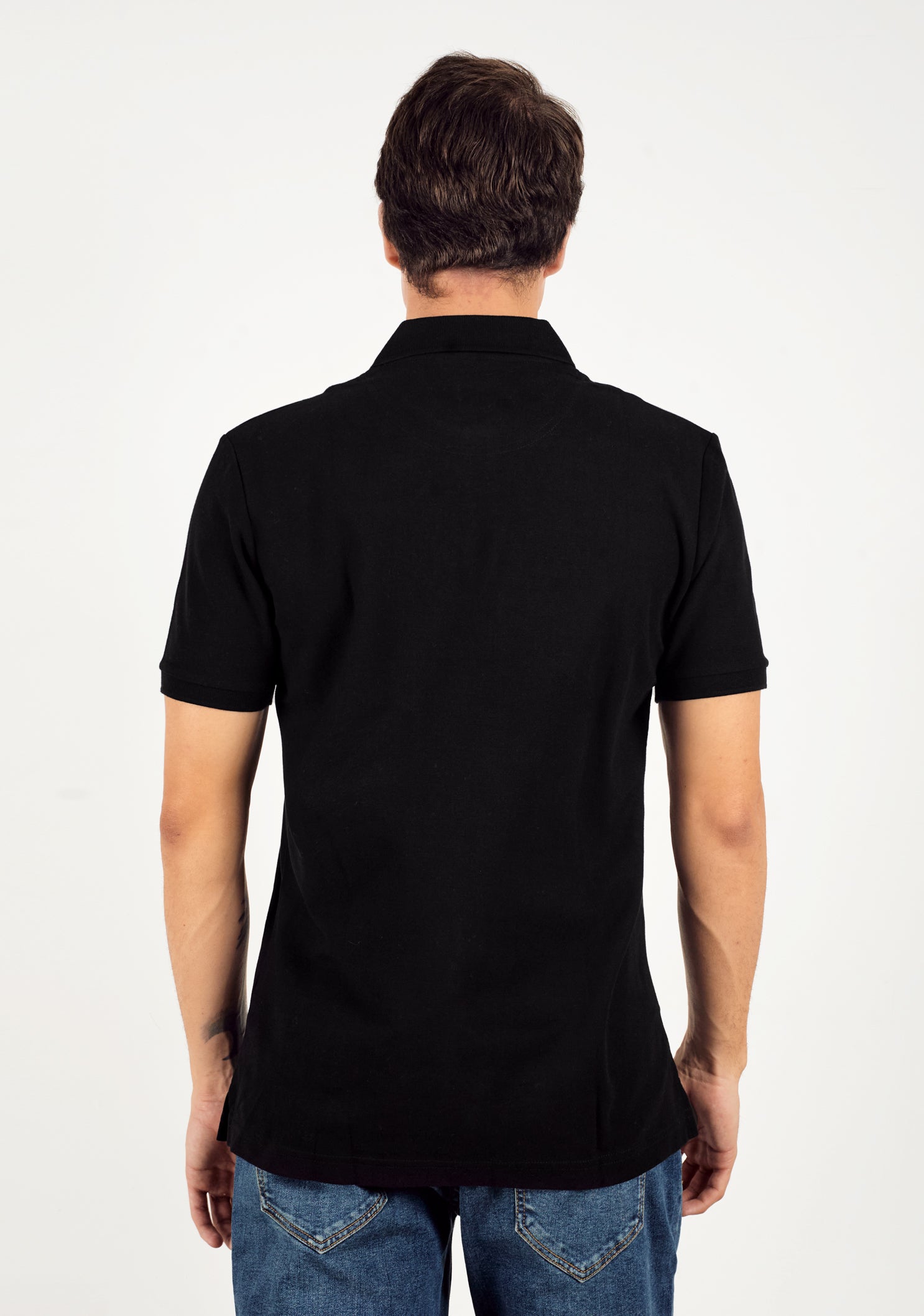 Camiseta Tipo Polo Negro L-Roj