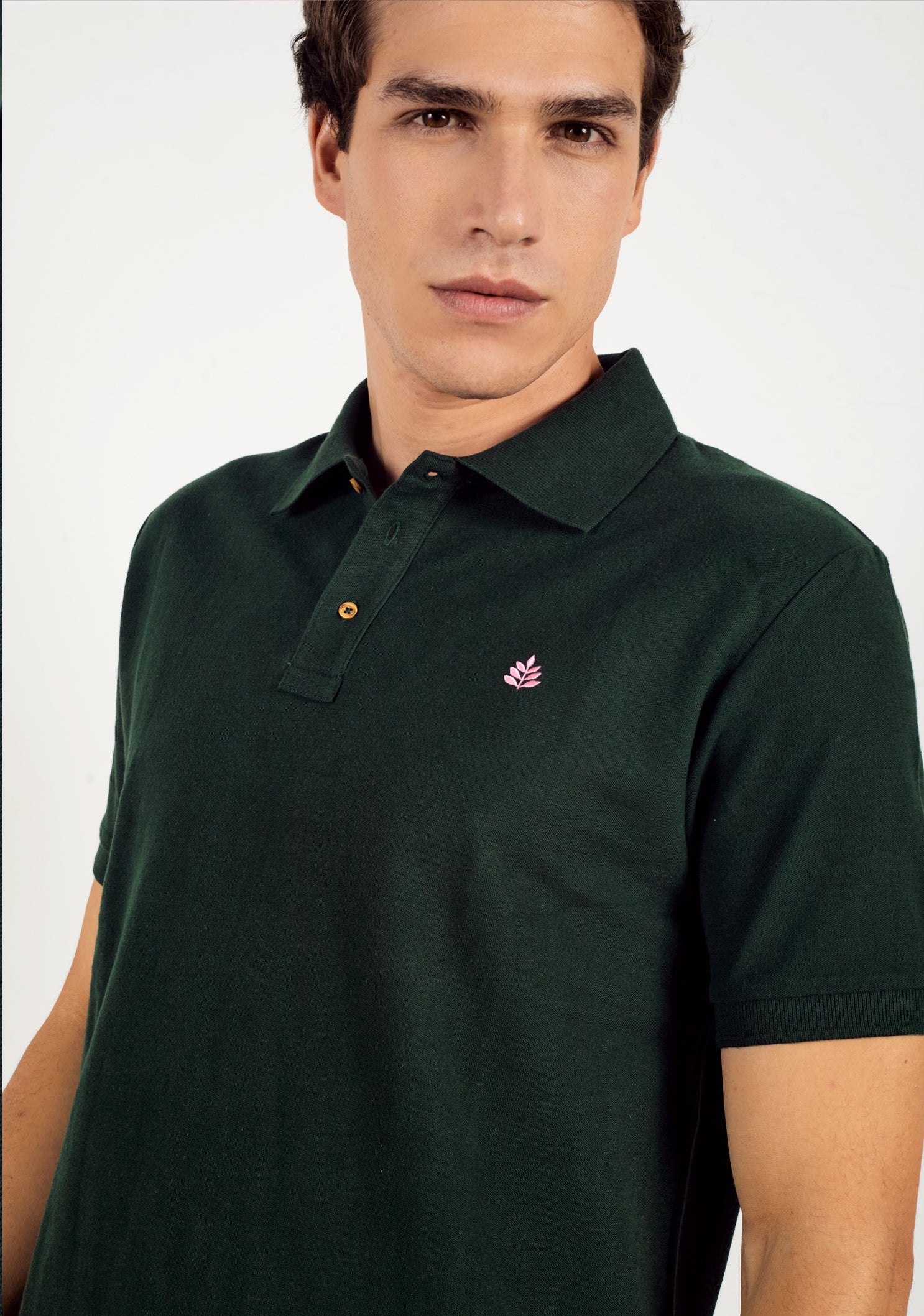 Camiseta Tipo Polo Verde Osc. L-Ros