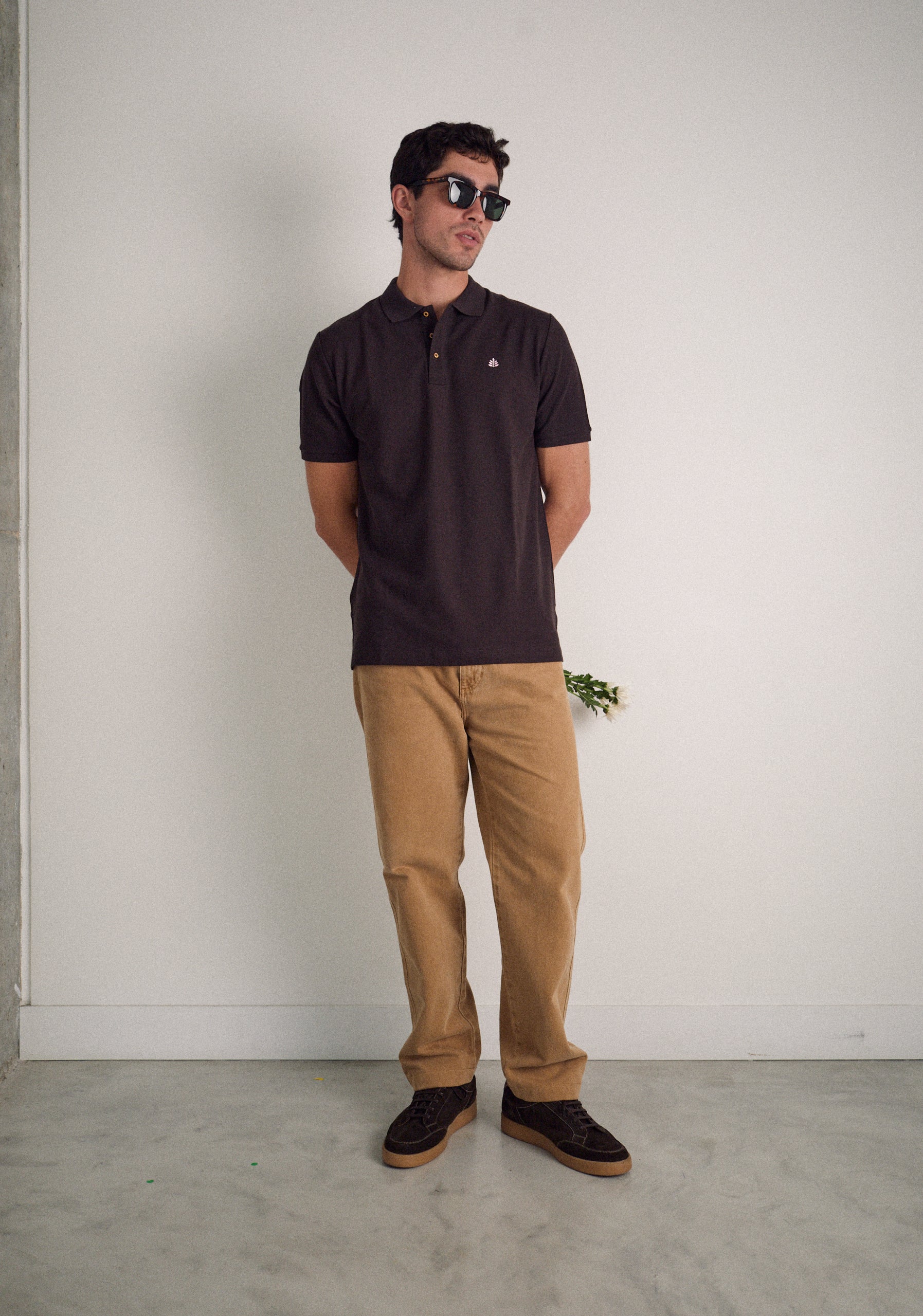 Camiseta Polo H Unicolor L-Ros Café Osc